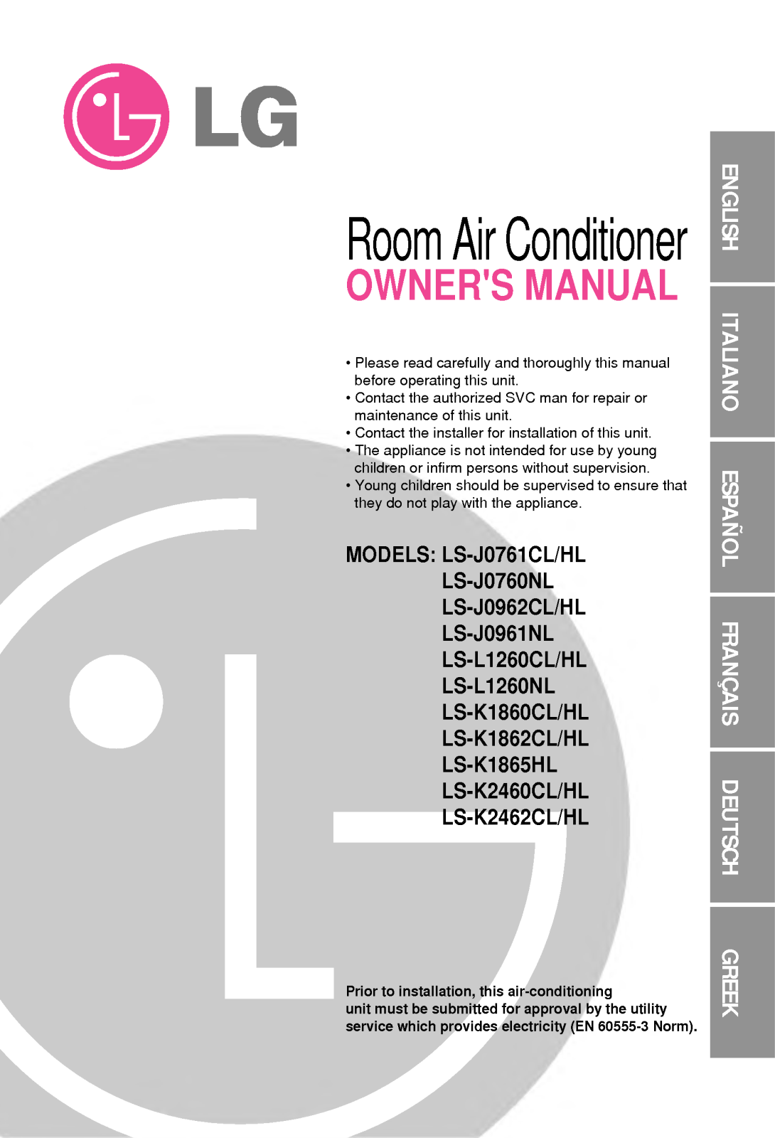 LG LS-L1261CL, LS-J0761CL, LS-J0761NL, LS-K1863CL User Manual