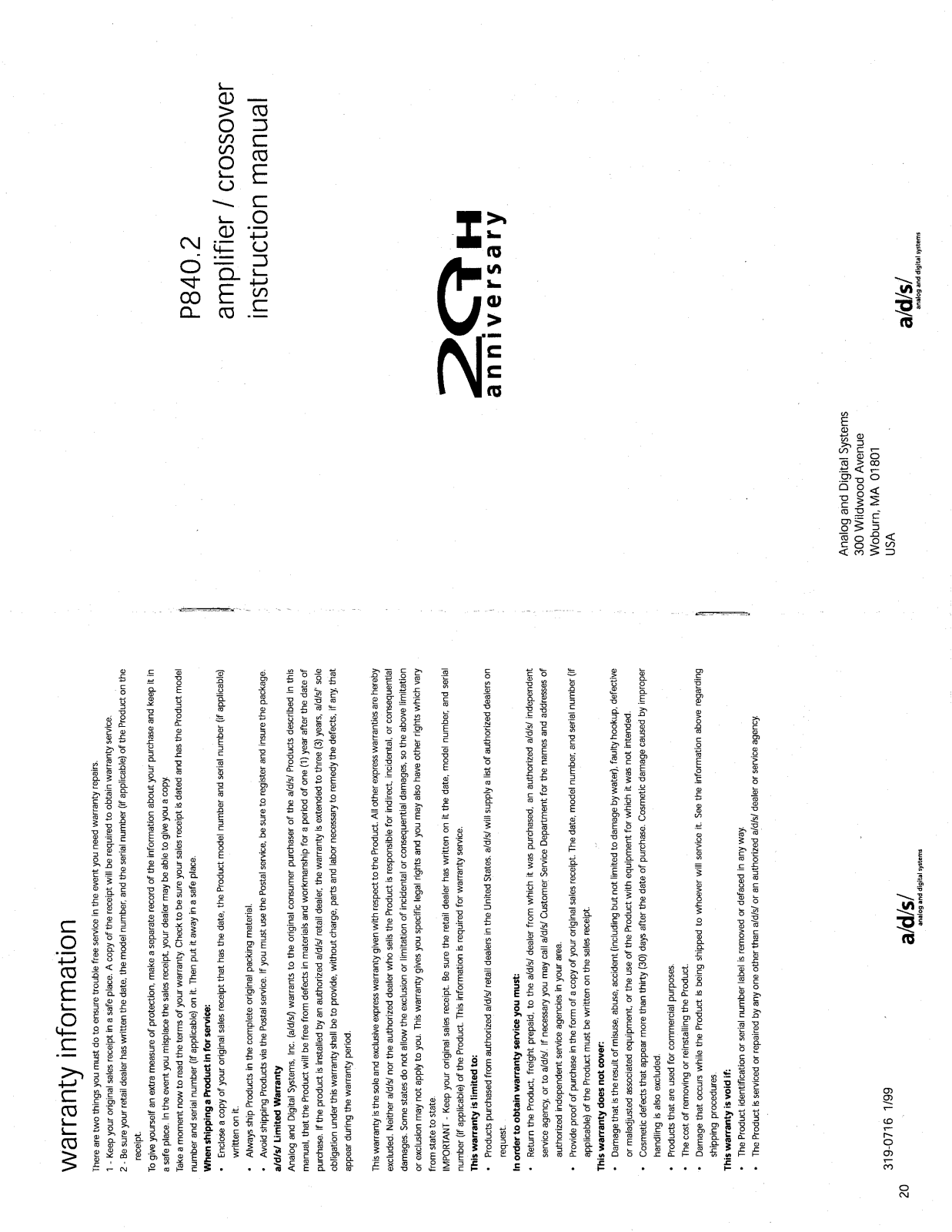 ADS P840.2 Owner's Manual