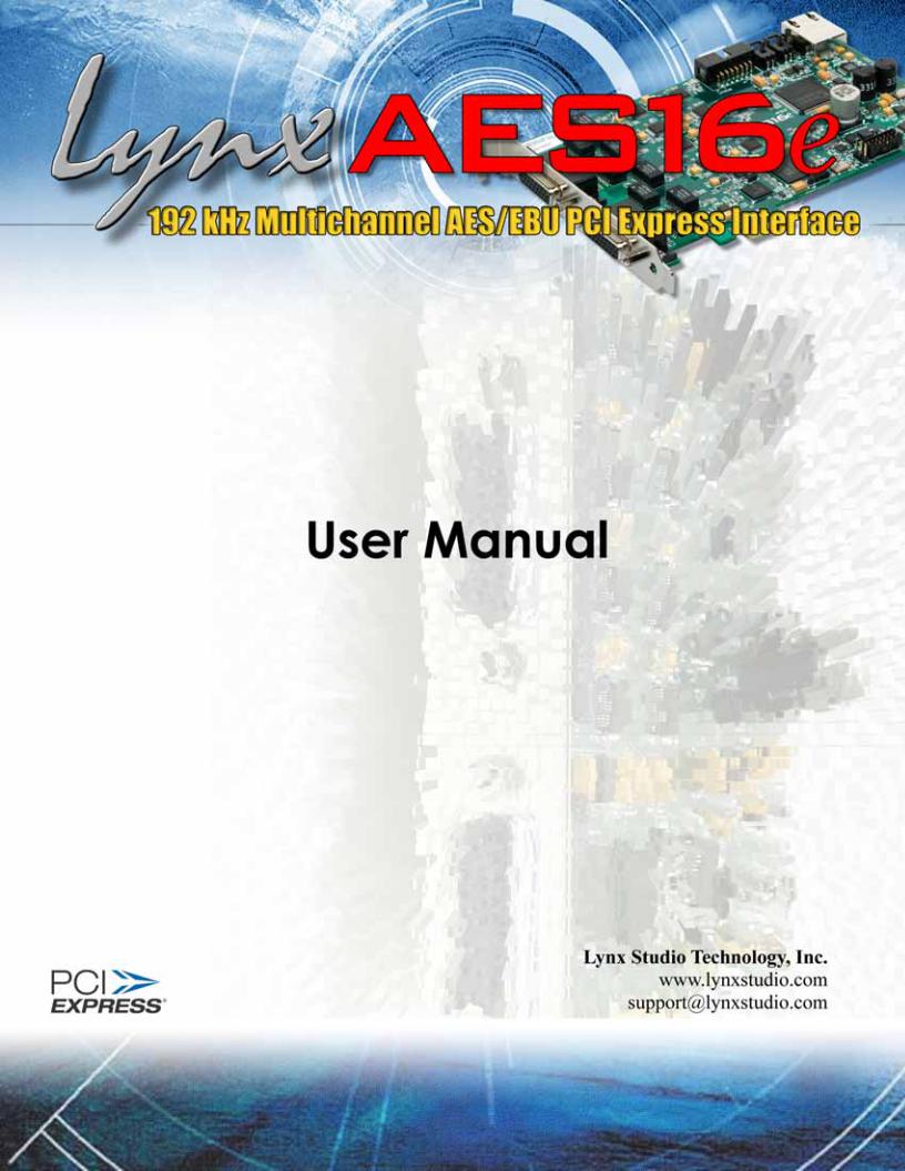 Lynx AES16E-SRC, AES16E-50 User manual