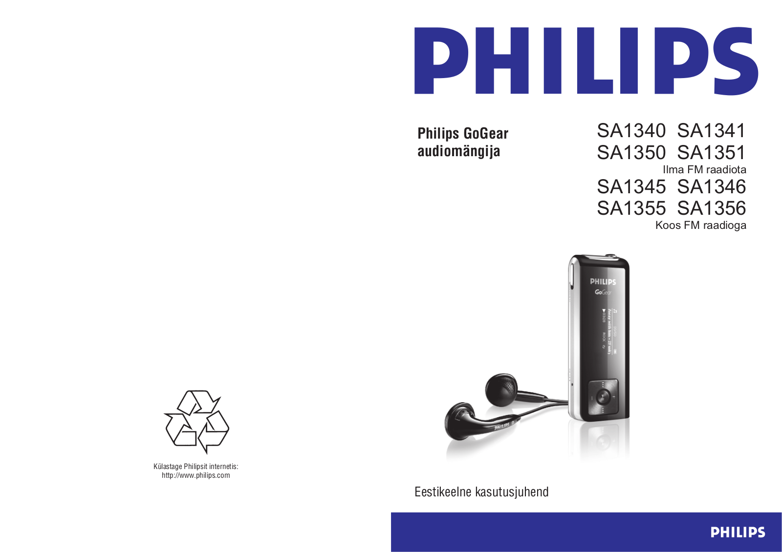 PHILIPS SA1355, SA1345, SA1340, SA1350 User Manual