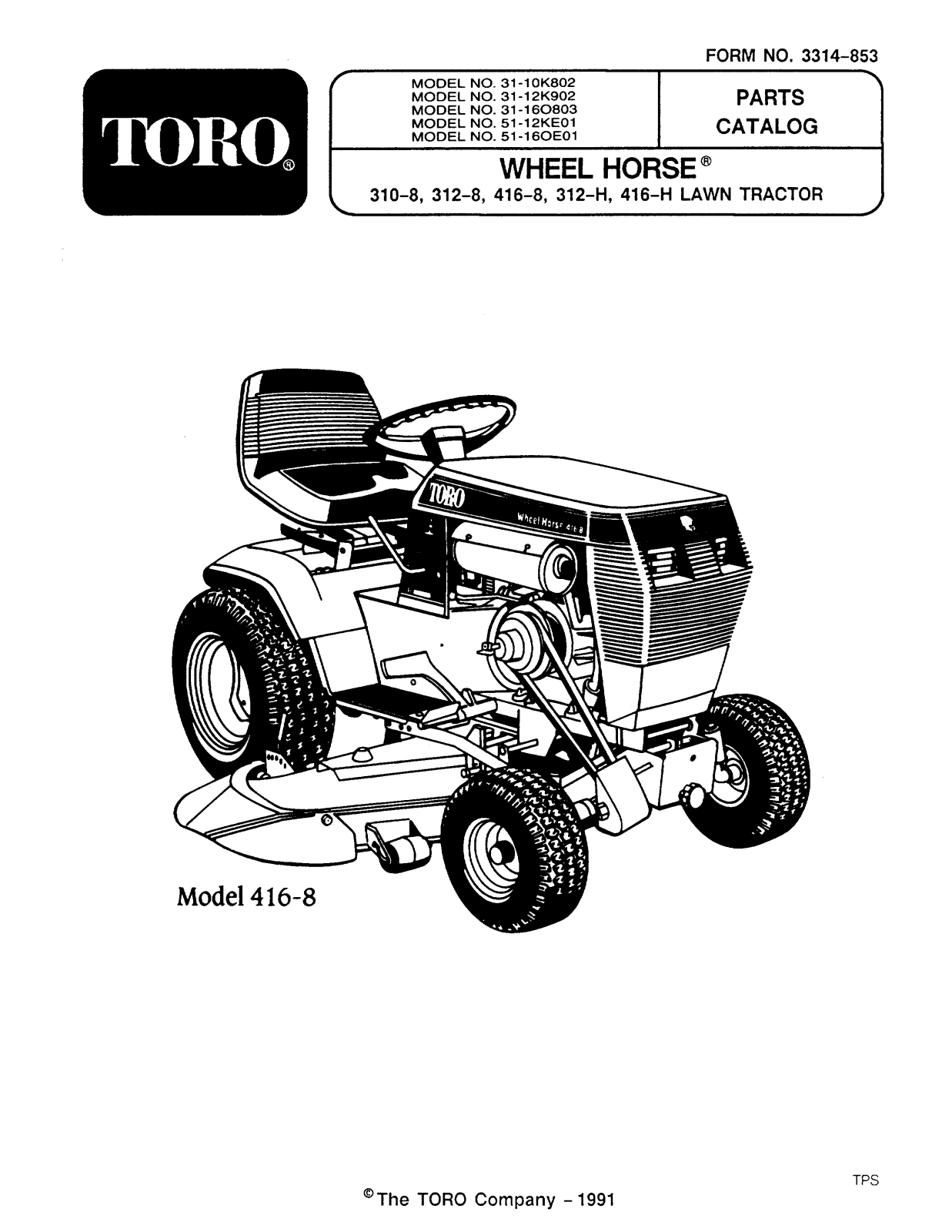 Toro 31-10K802, 31-12K802, 31-16O803, 51-12KE01, 51-16OE01 Parts Catalogue