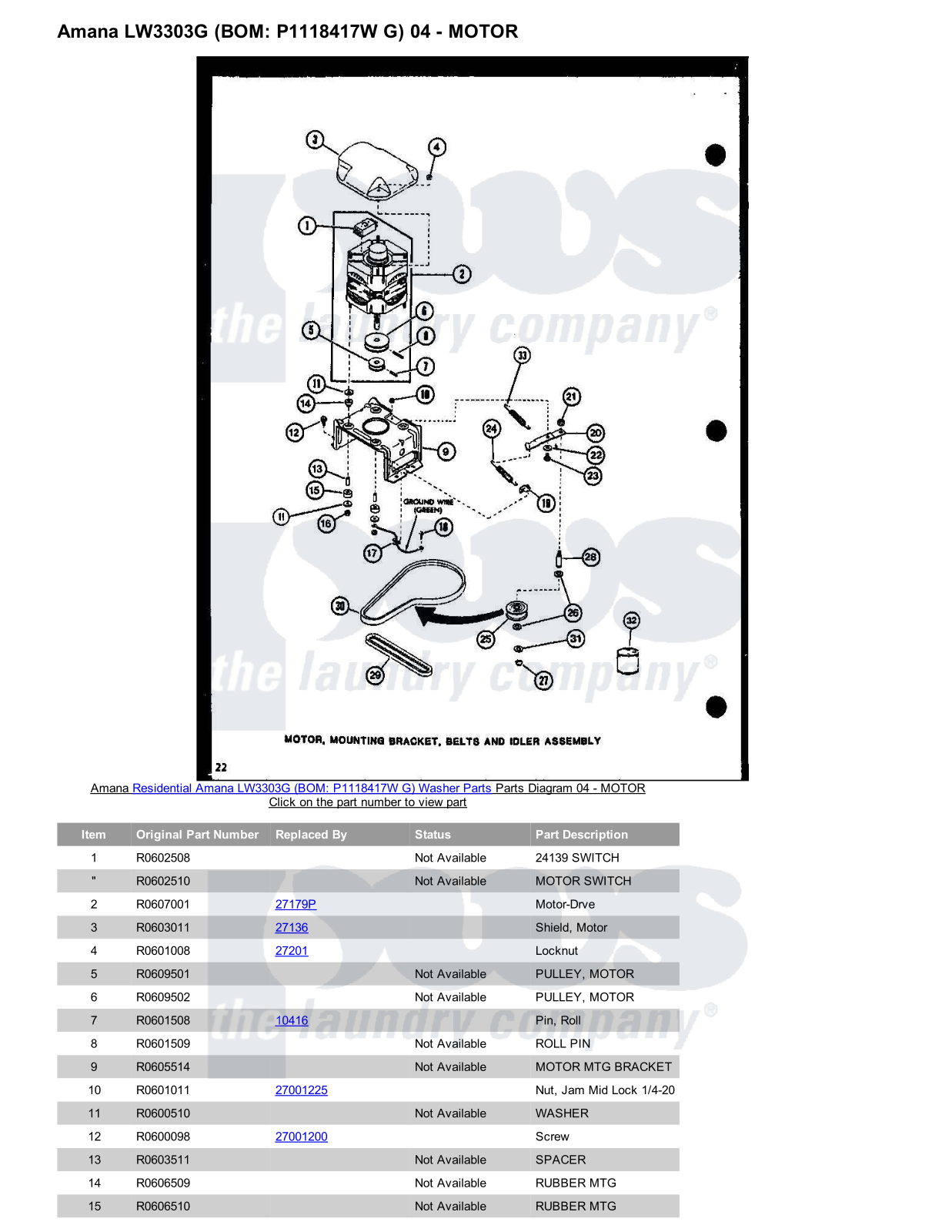 Amana LW3303G Parts Diagram