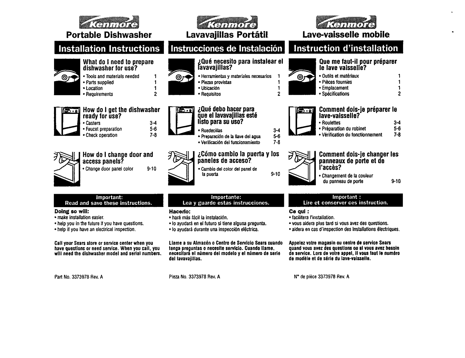 Kenmore 66517824000, 66517827000, 66517729000, 66517439000, 66517432001 Installation Guide - ManualMachine.com