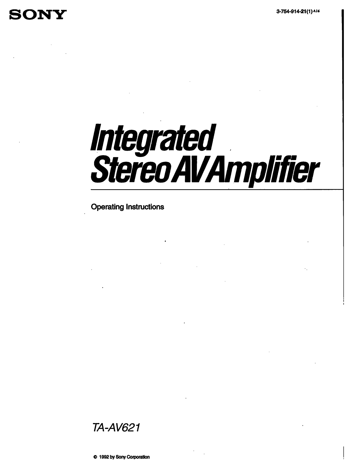 Sony TA-AV621 User Manual