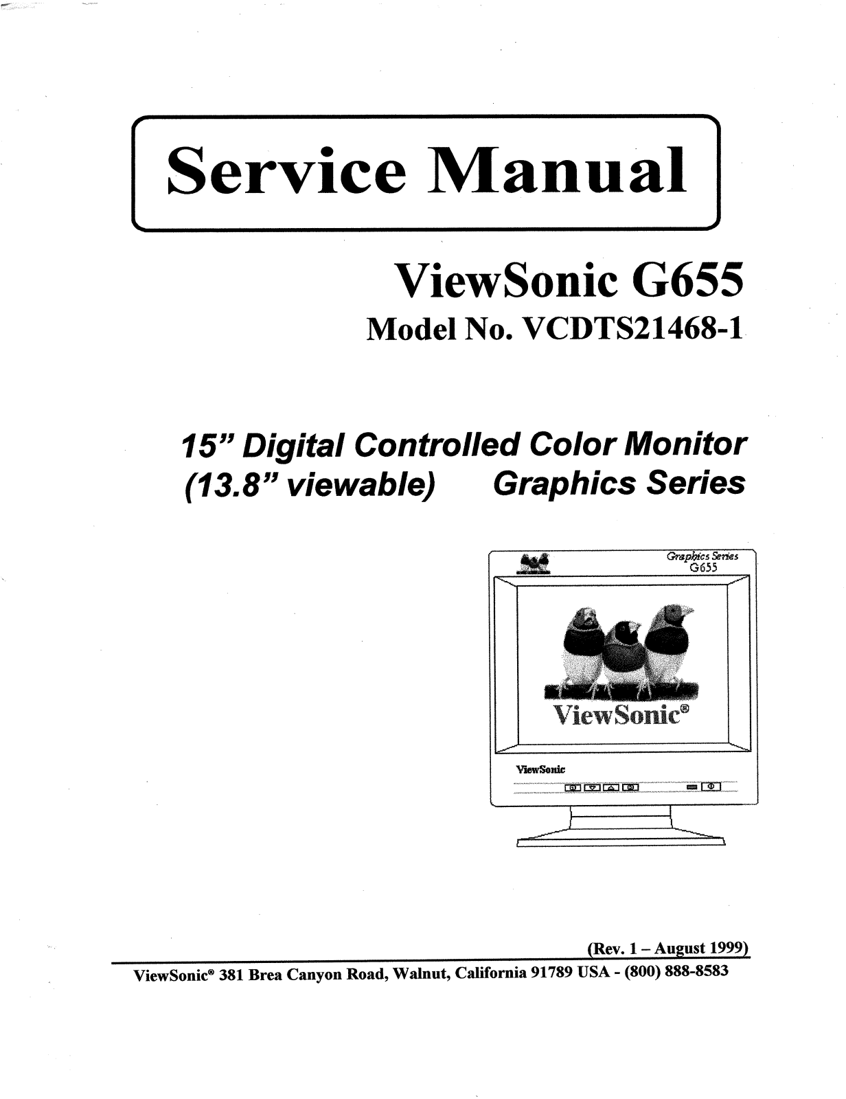 ViewSonic G655, VCDTS21468-1 Service manual