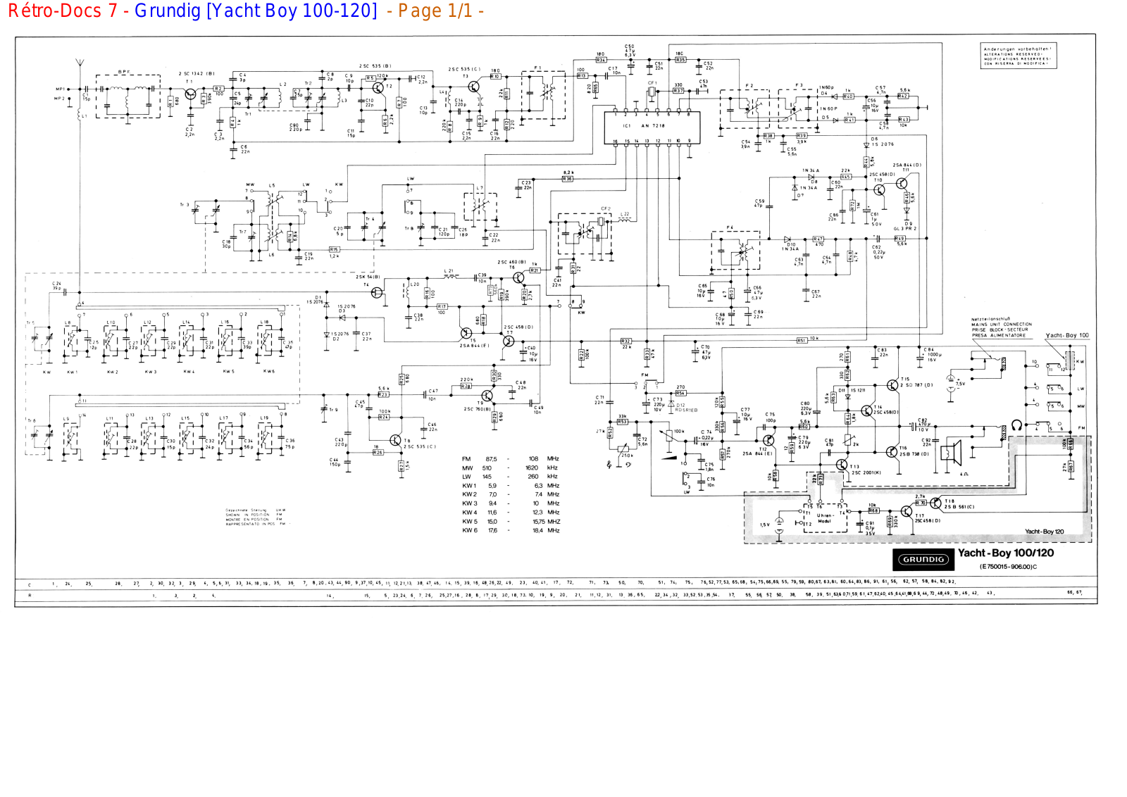 Grundig Yacht-Boy-100 Schematic