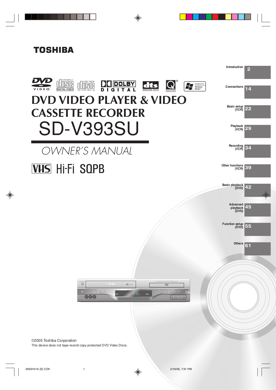 Toshiba SD-V393SU User Manual