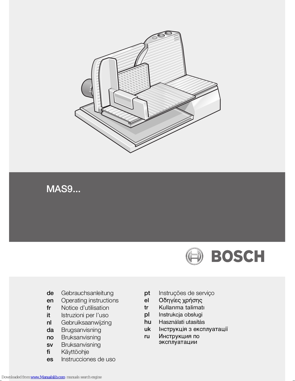 Bosch MAS9 Operating Instructions Manual