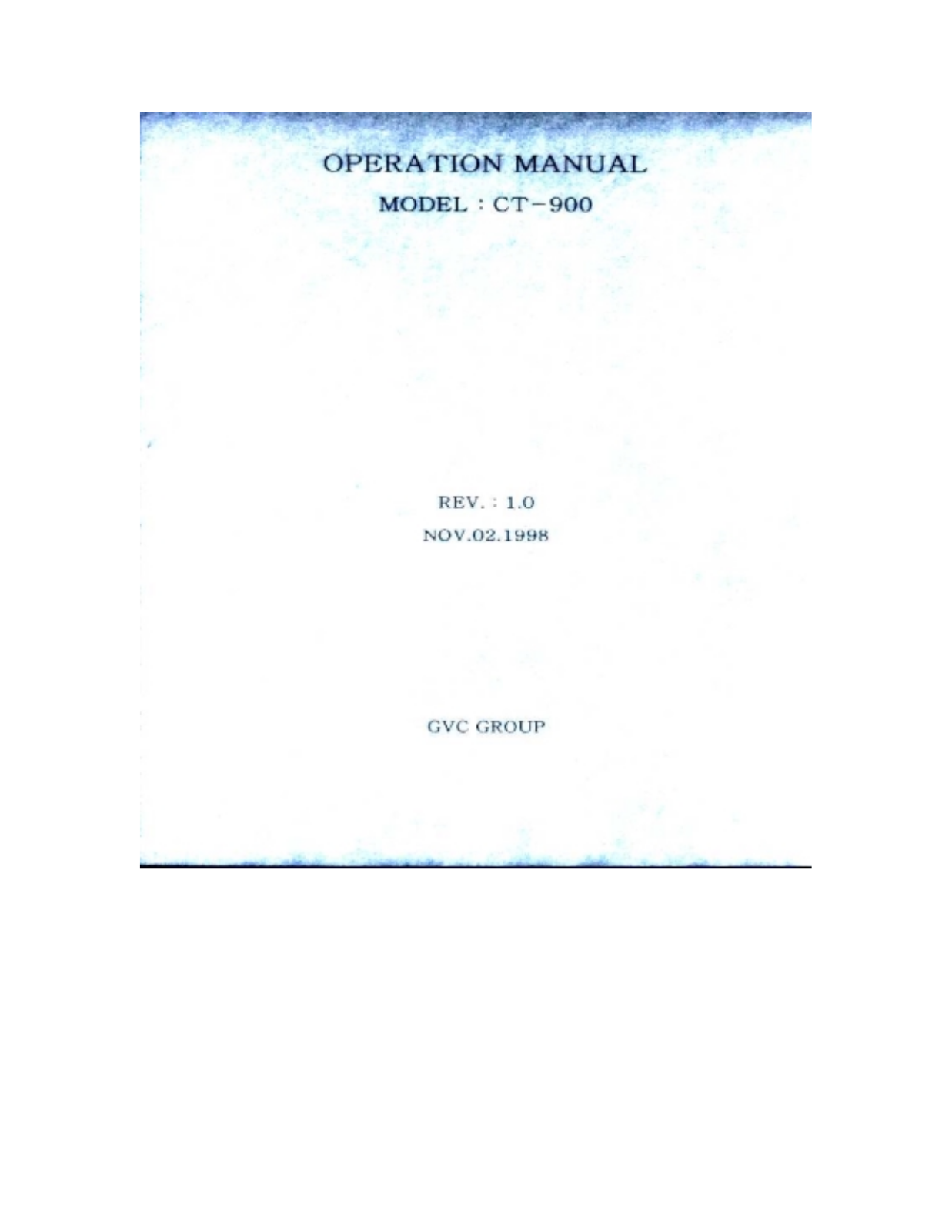 GVC CT900 Users Manual