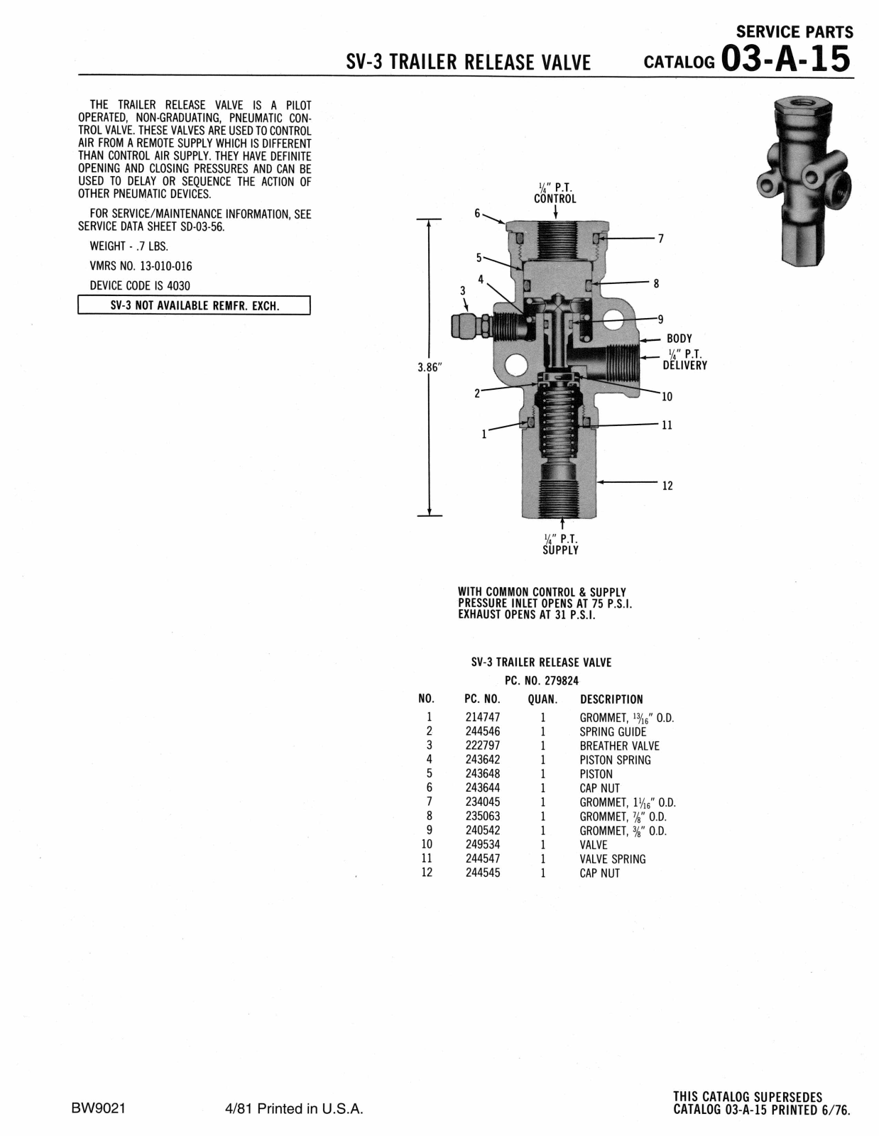 BENDIX 03-A-15 User Manual