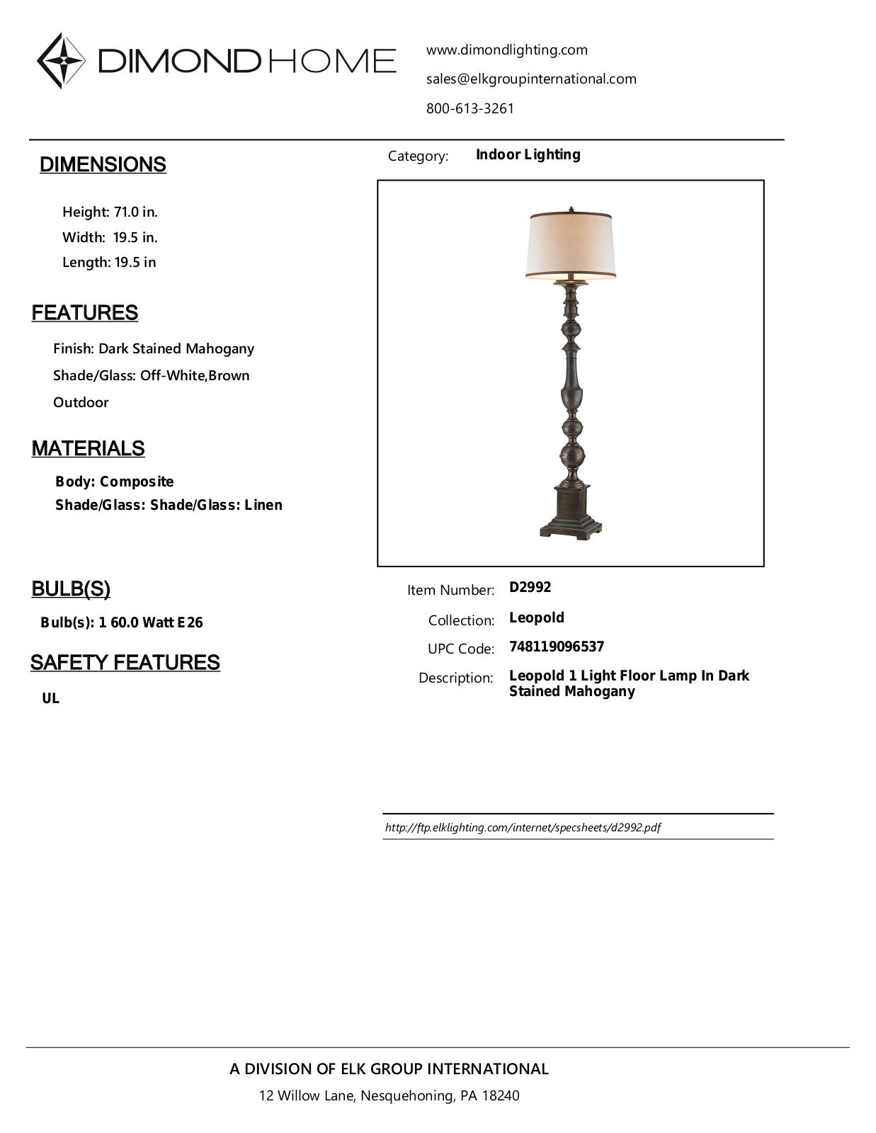 ELK Home D2992 User Manual