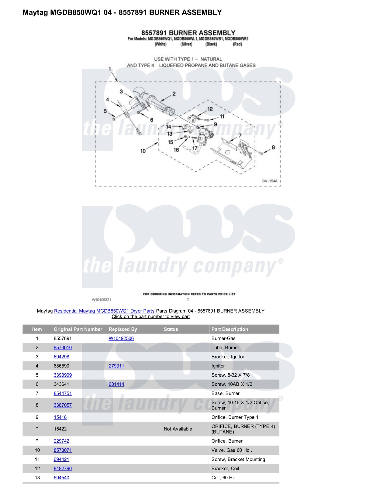 Maytag MGDB850WQ1 Parts Diagram