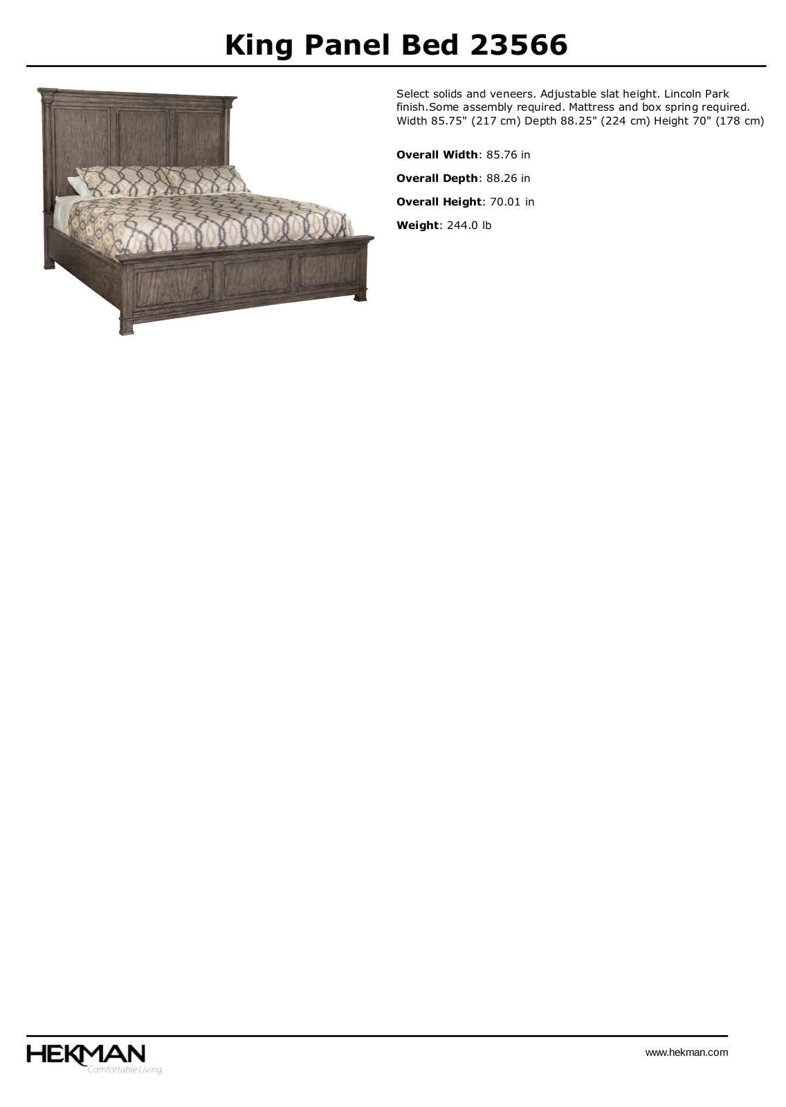 Hekman W002676466 Specifications - ManualMachine.com