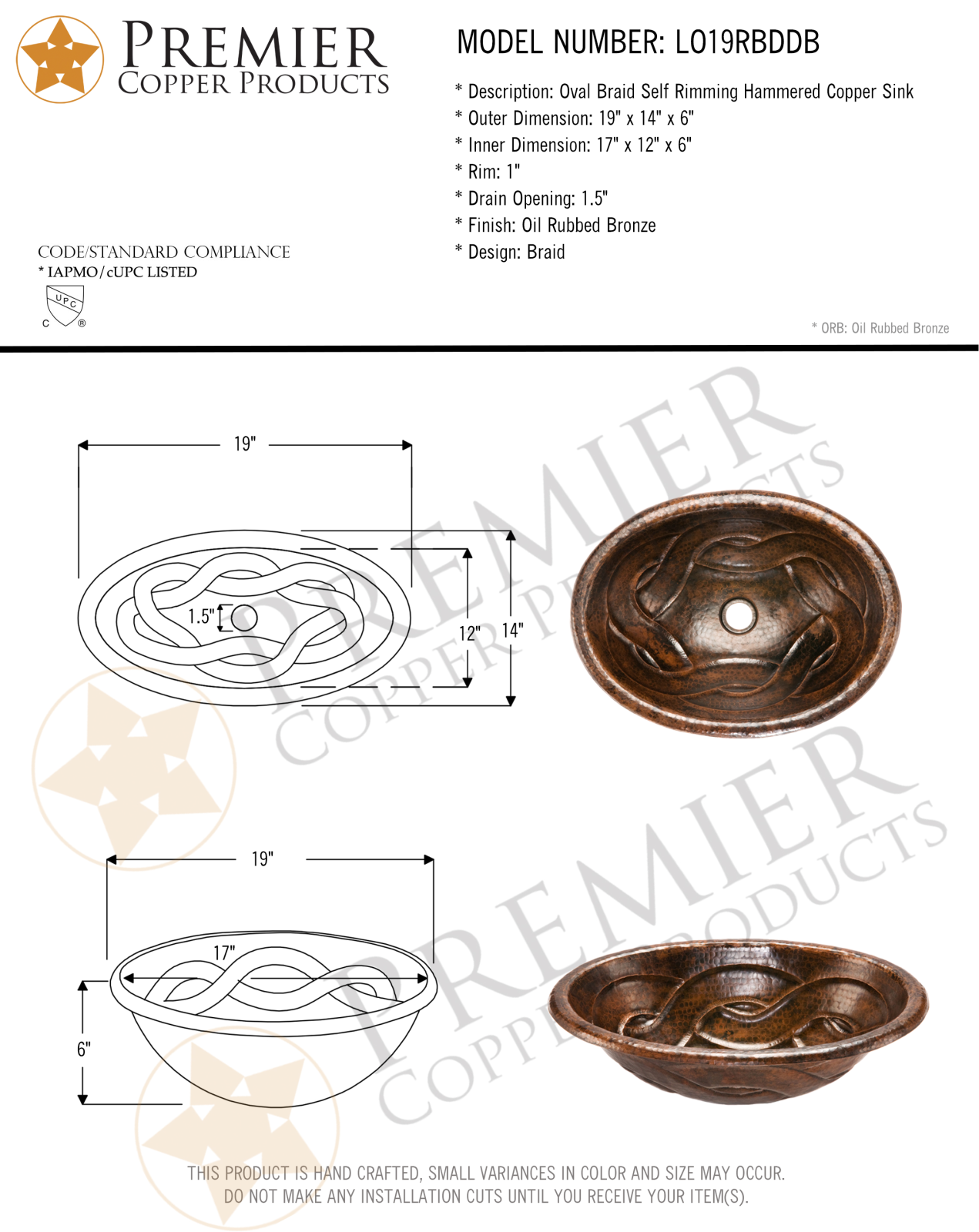 Premier Copper Products IER1009 Specifications - ManualMachine.com