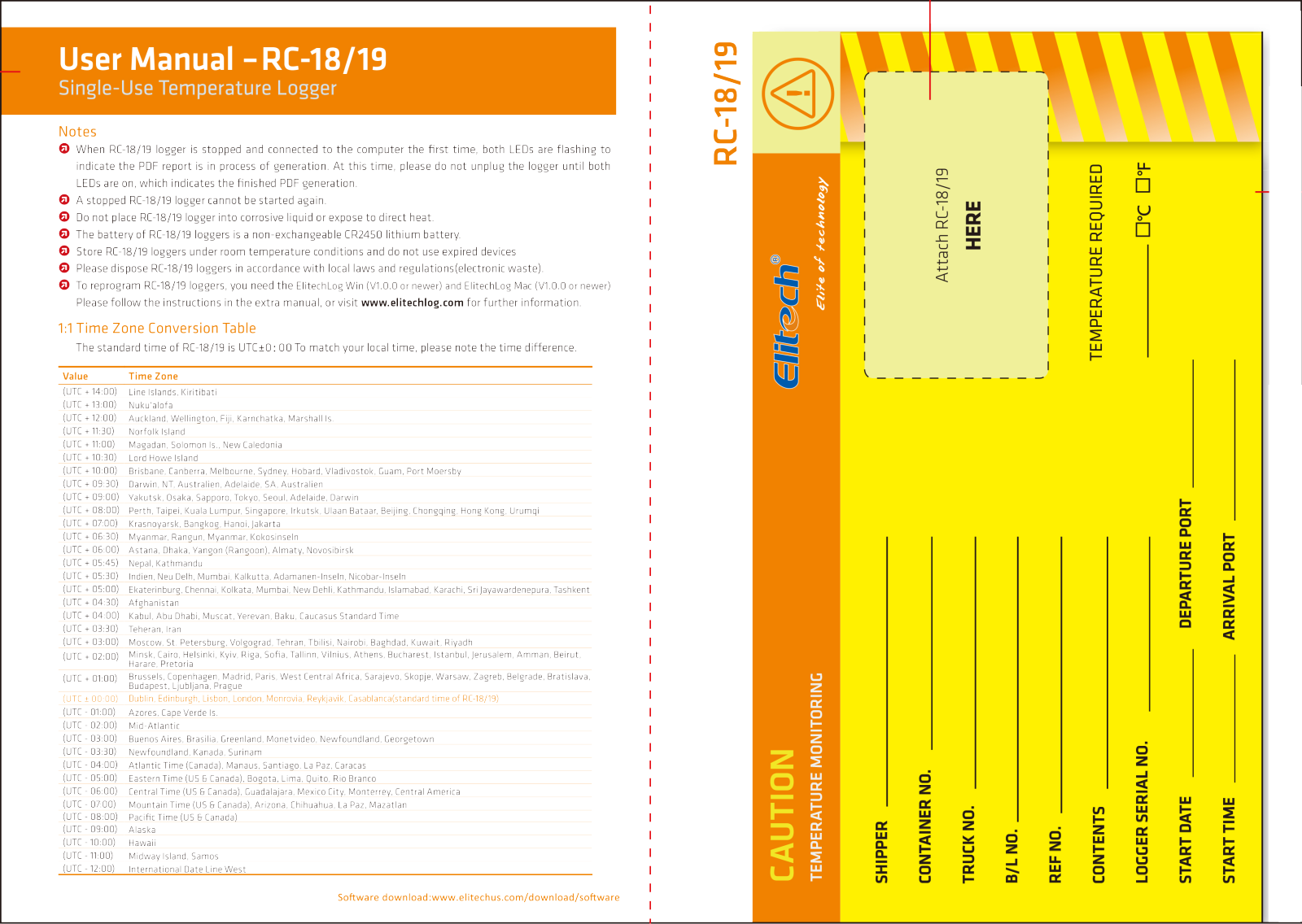 Elitech RC-18, RC-19 User Manual
