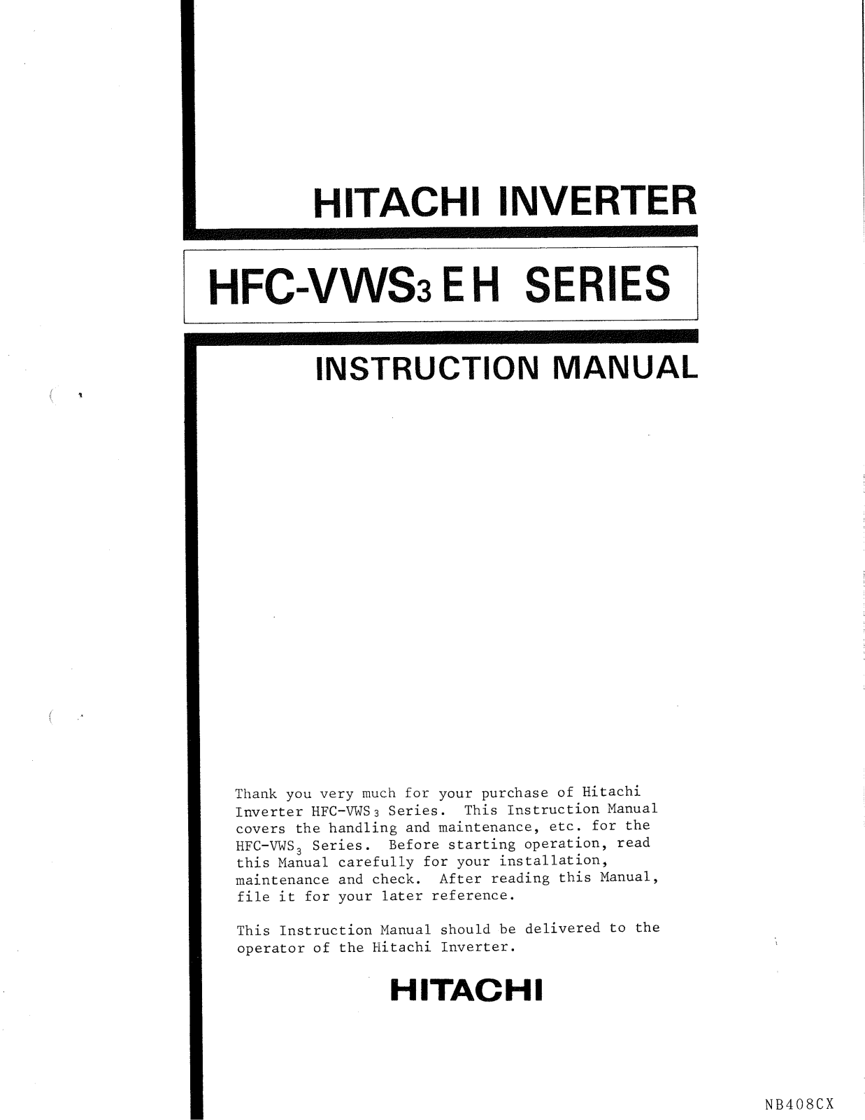 Hitachi HFC-VWS3 User Manual