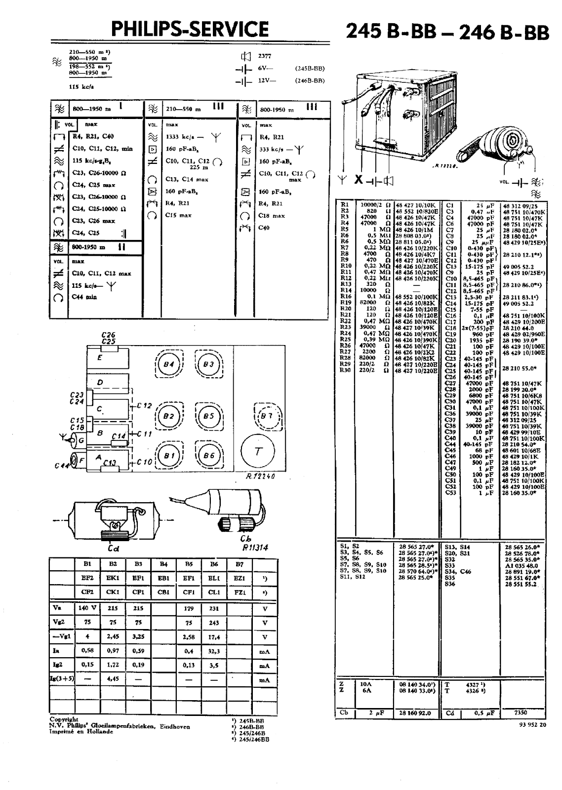 Philips 246-B, 245-B Schematic