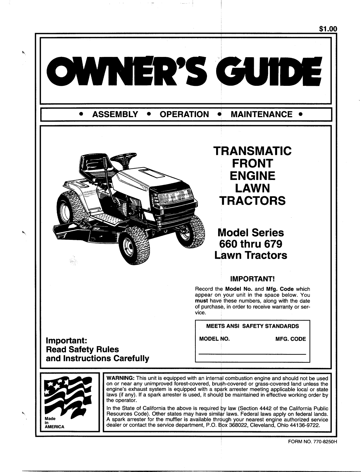 Bolens 660, 679 User Manual