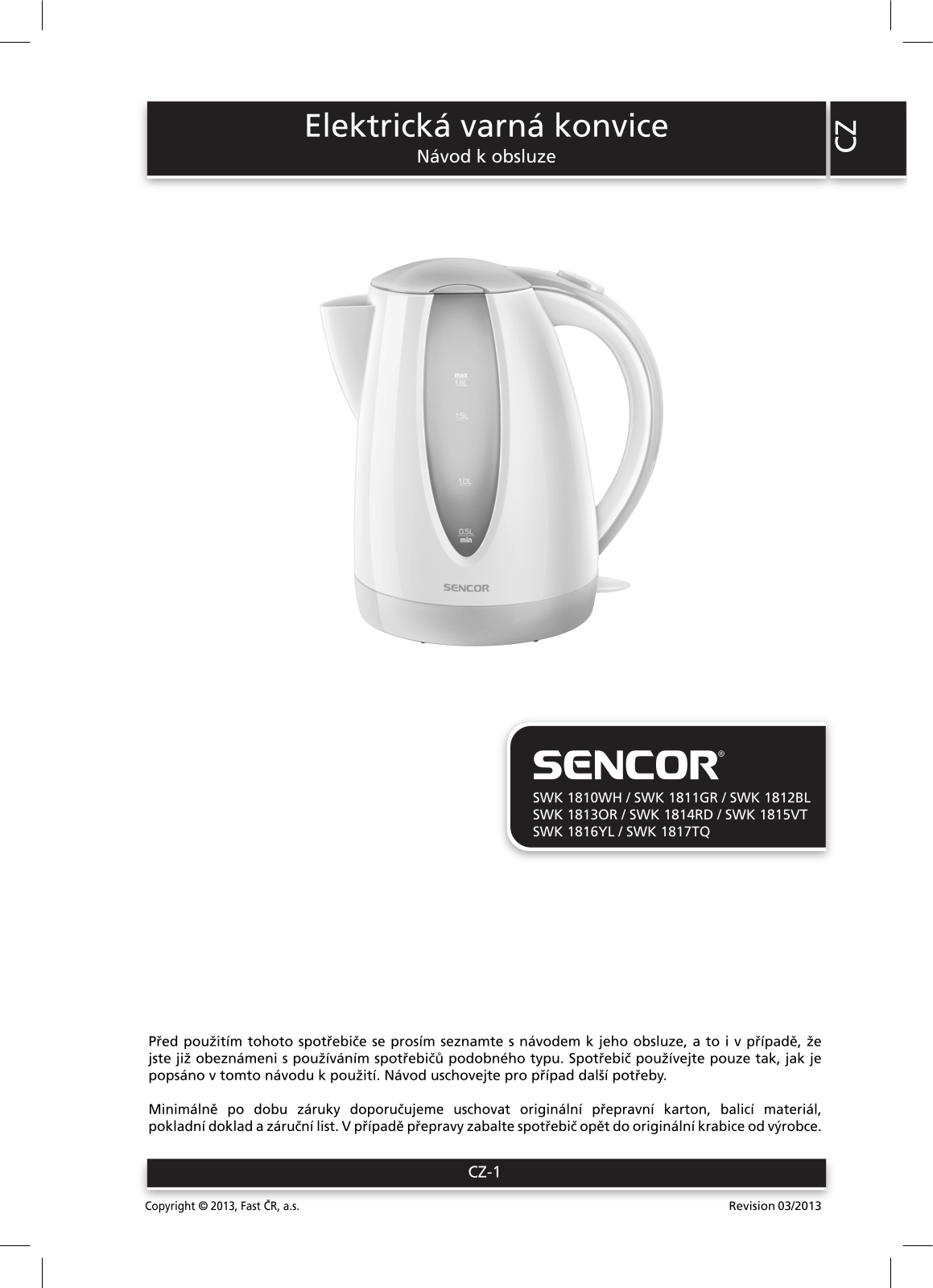 Sencor SWK 1811GR, SWK 1815VT, SWK 1812BL User Manual - ManualMachine.com