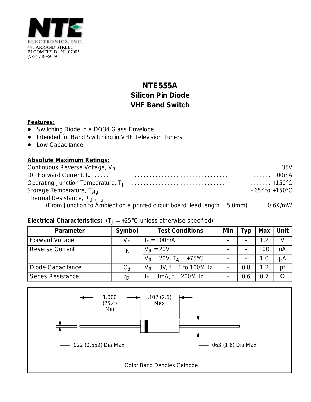 Datasheet NTE555A Datasheet (NTE) - ManualMachine.com