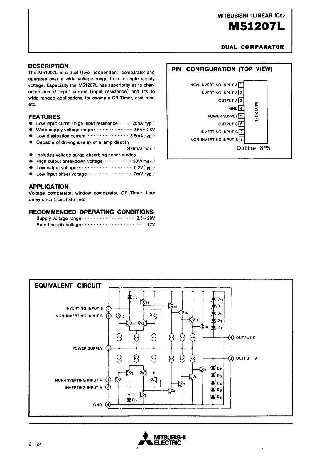 Mitsubishi M51207L Datasheet