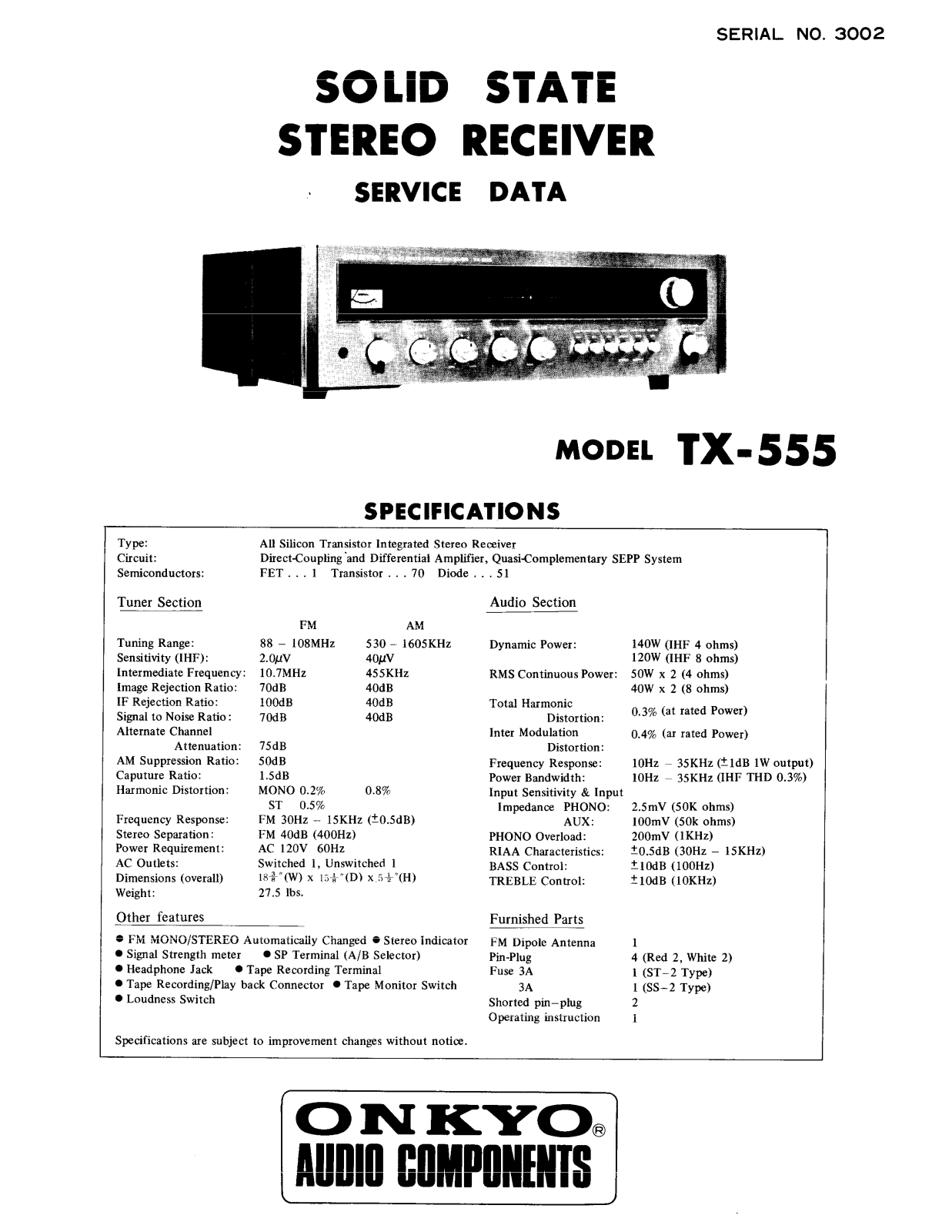 Onkyo TX-555 Service manual