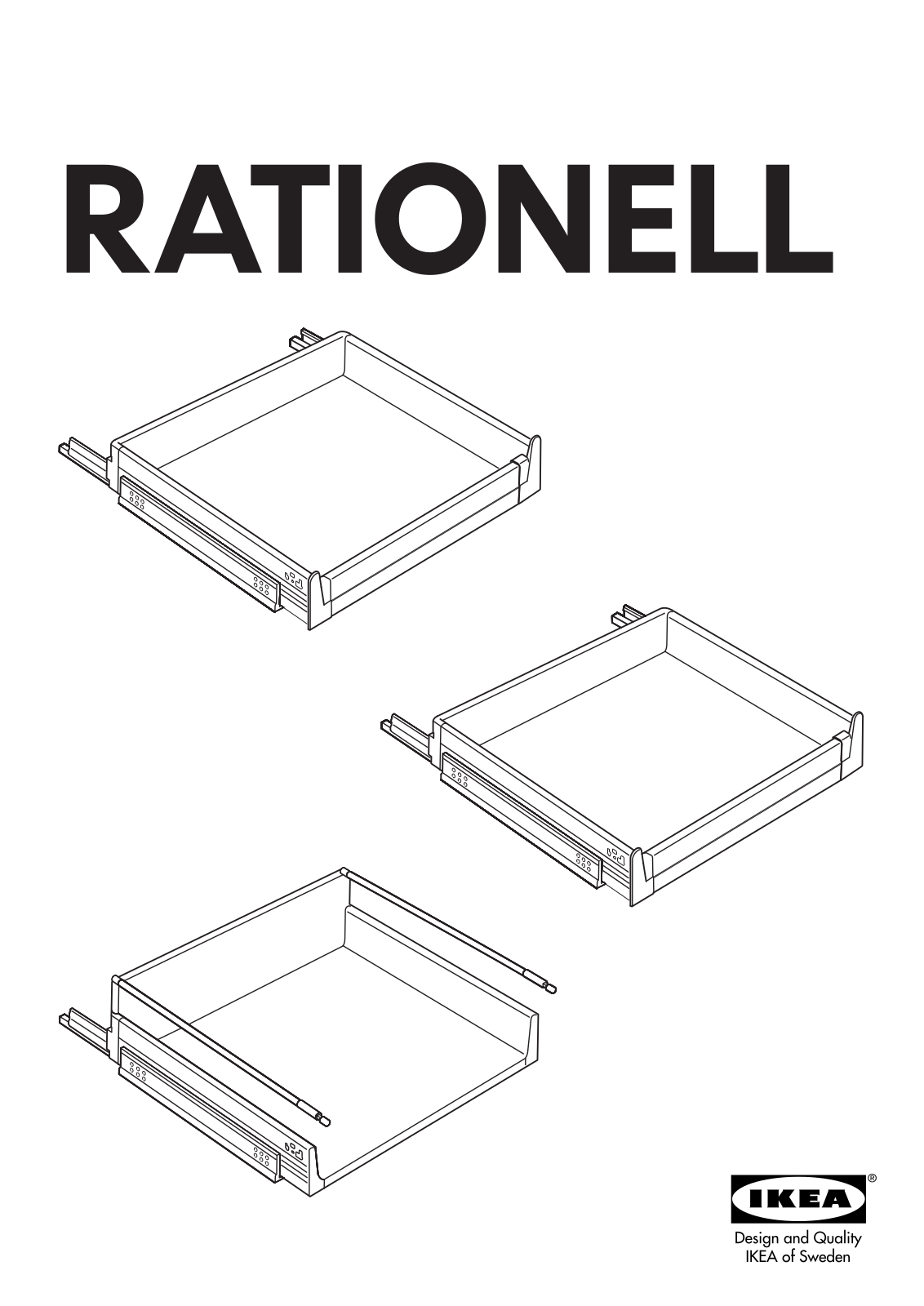 IKEA RATIONELL FULL EXTENDING DRAWER 12  3PK Assembly Instruction