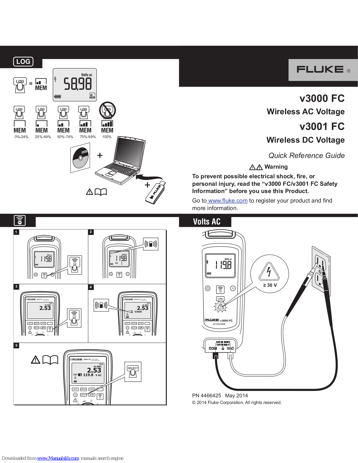 Fluke v3000 FC, v3001 FC Quick Reference Manual