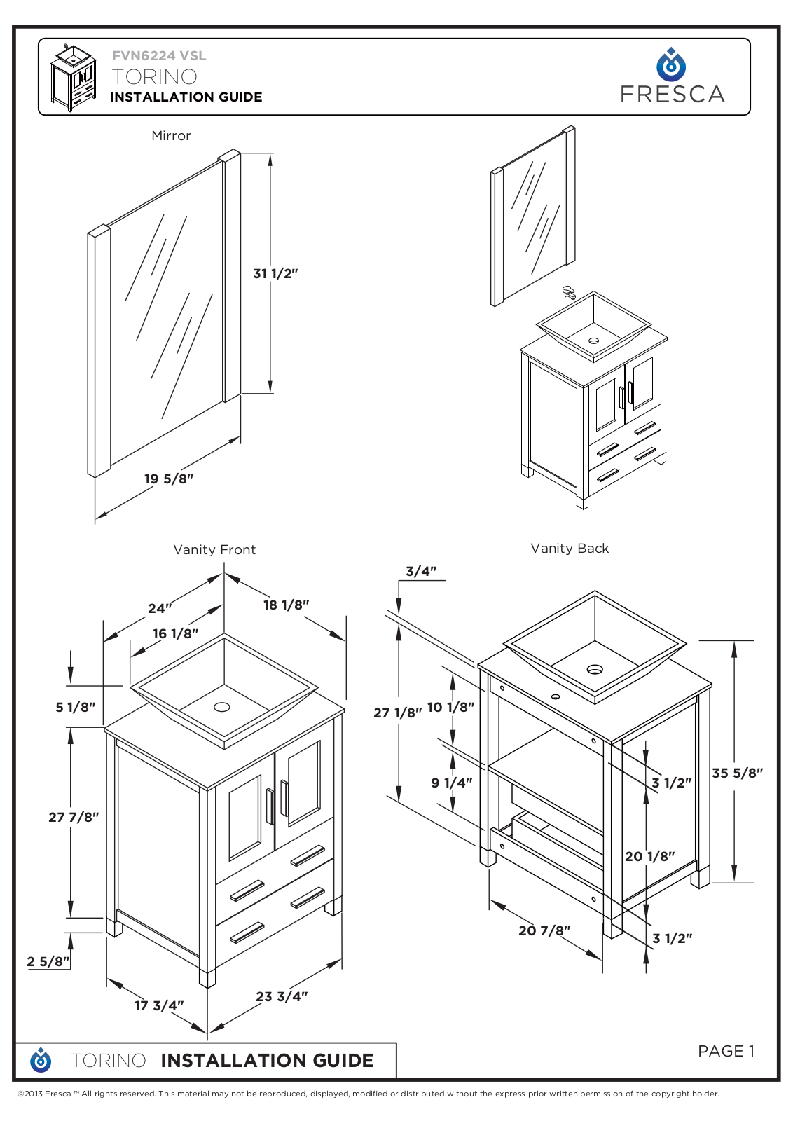 Fresca FBH1314 Installation & Assembly - ManualMachine.com