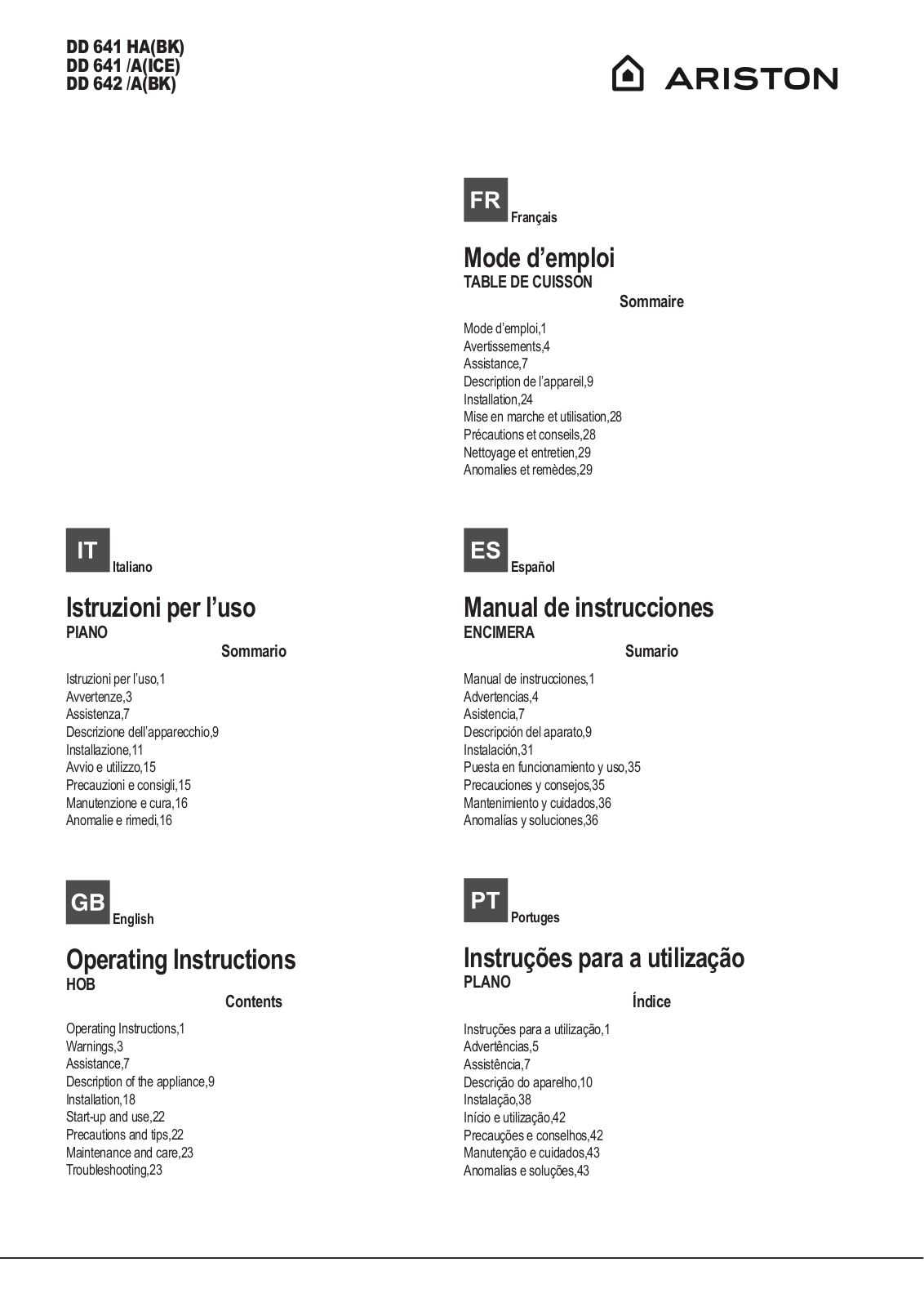 Hotpoint DD 642 /A User Manual