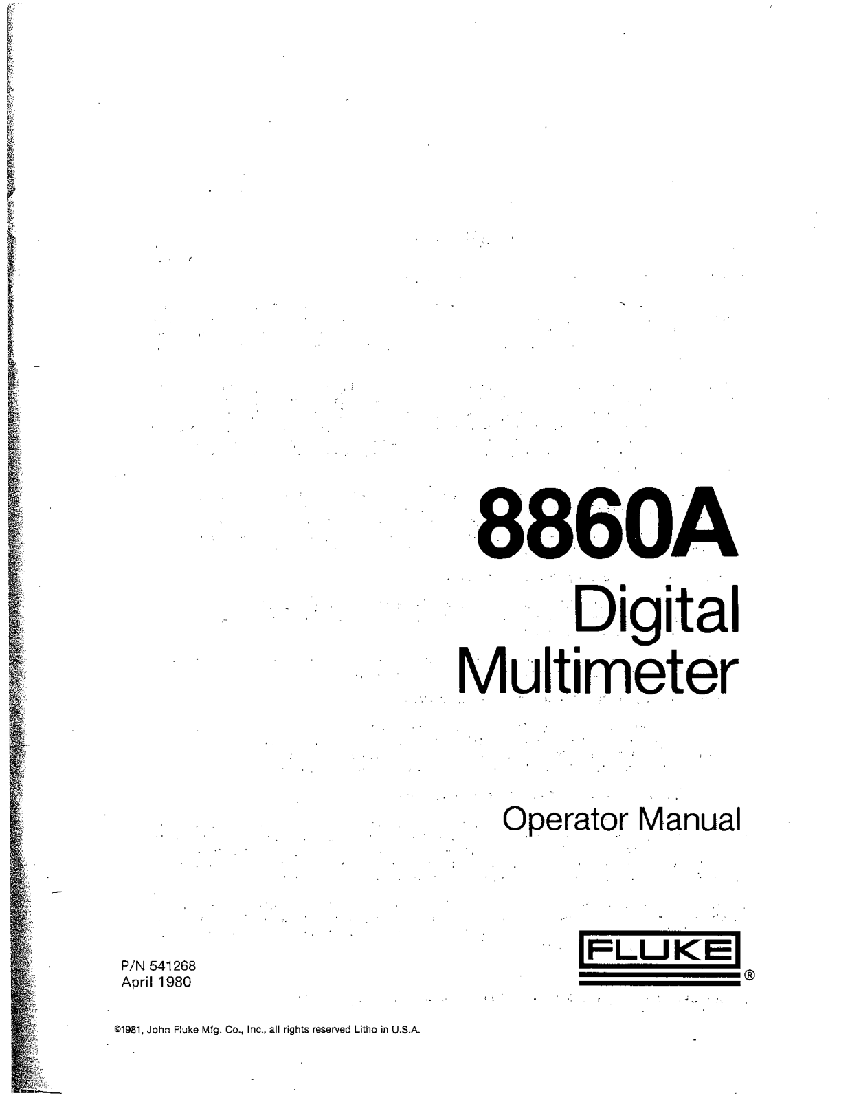 Fluke 8860A User Manual
