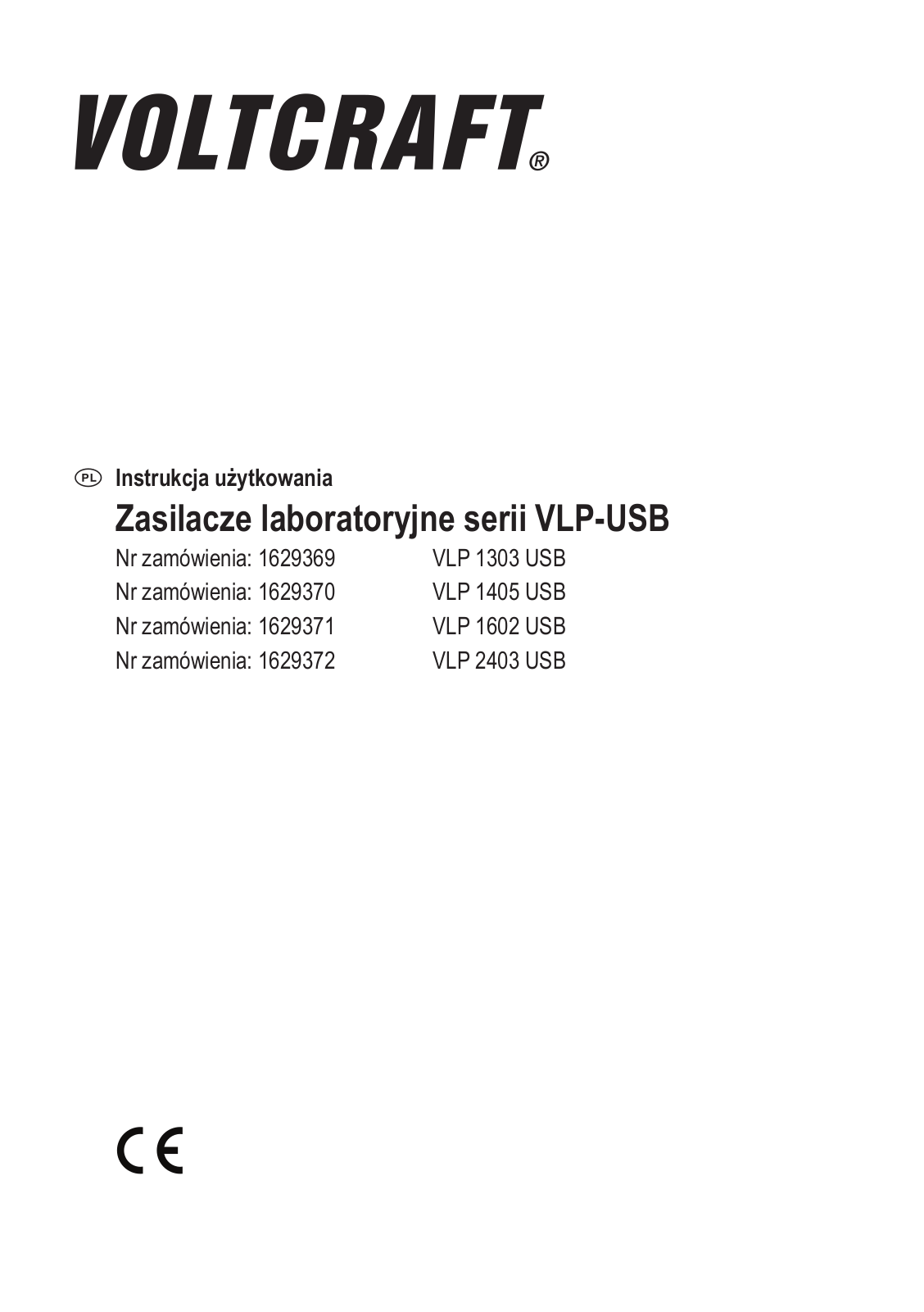 VOLTCRAFT VLP 1303 USB, VLP 1405 USB, VLP 1602 USB User guide