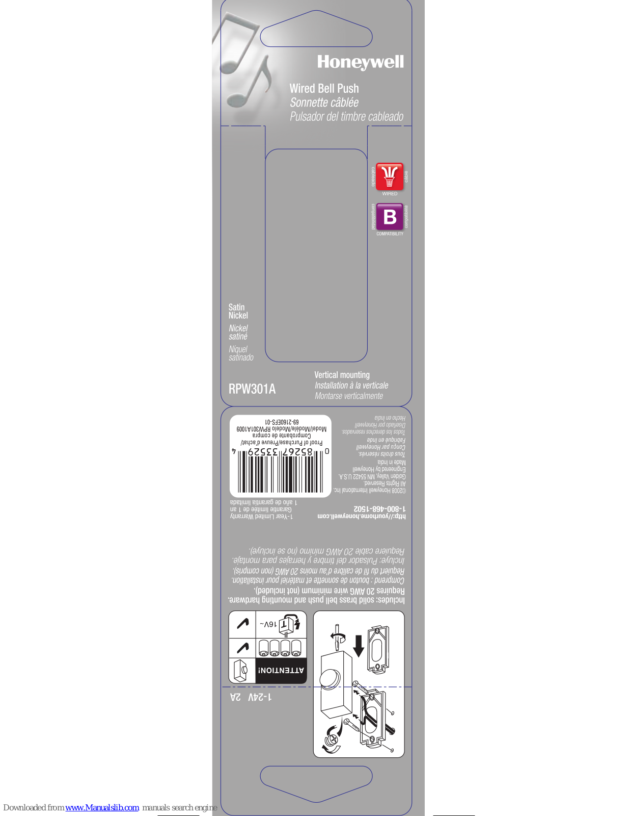 Honeywell RPW301A Quick Manual