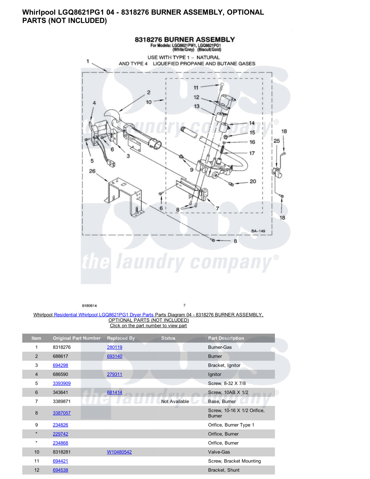 Whirlpool LGQ8621PG1 Parts Diagram