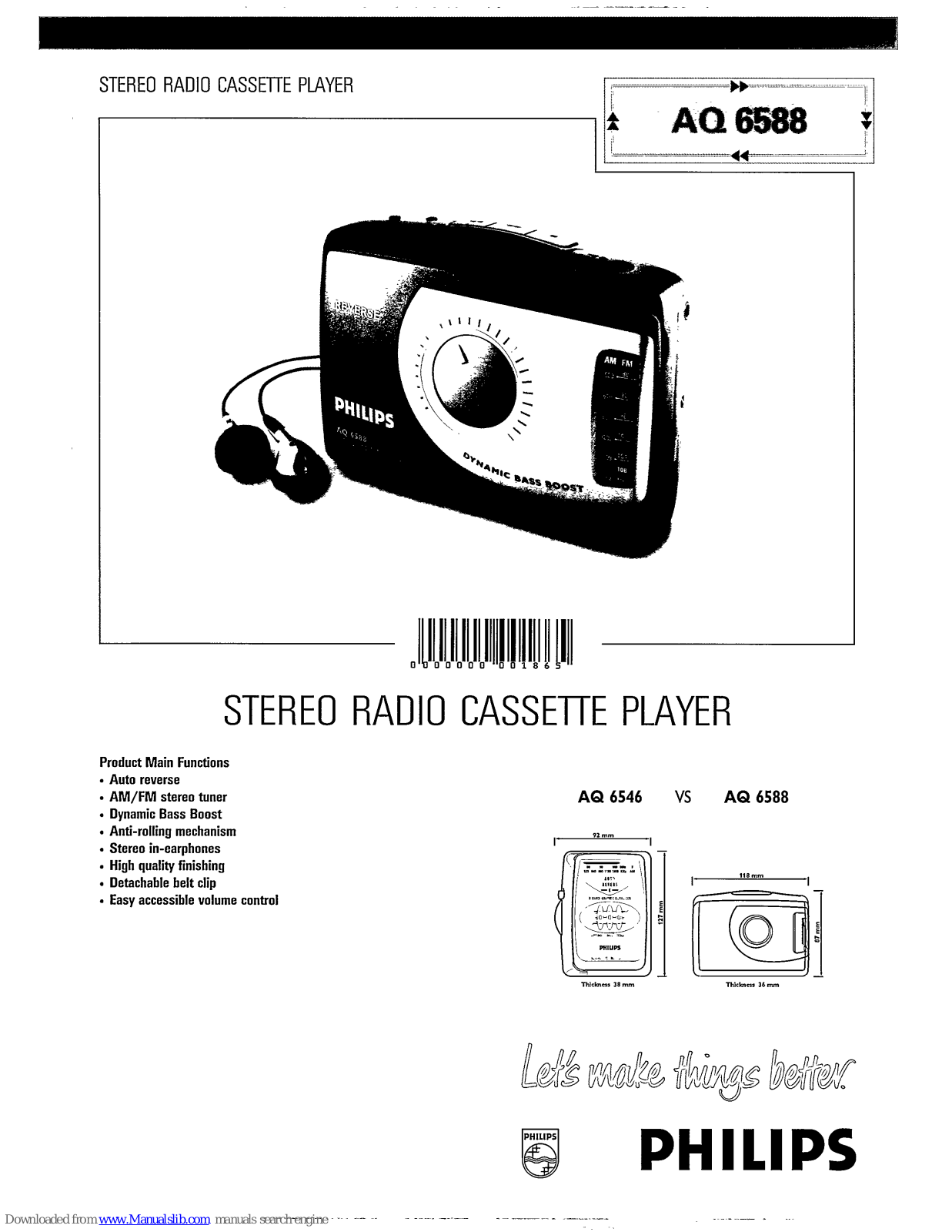 Philips AQ6588/01P, AQ6588/00, AQ6588/00S, AQ 6588 Specification Sheet