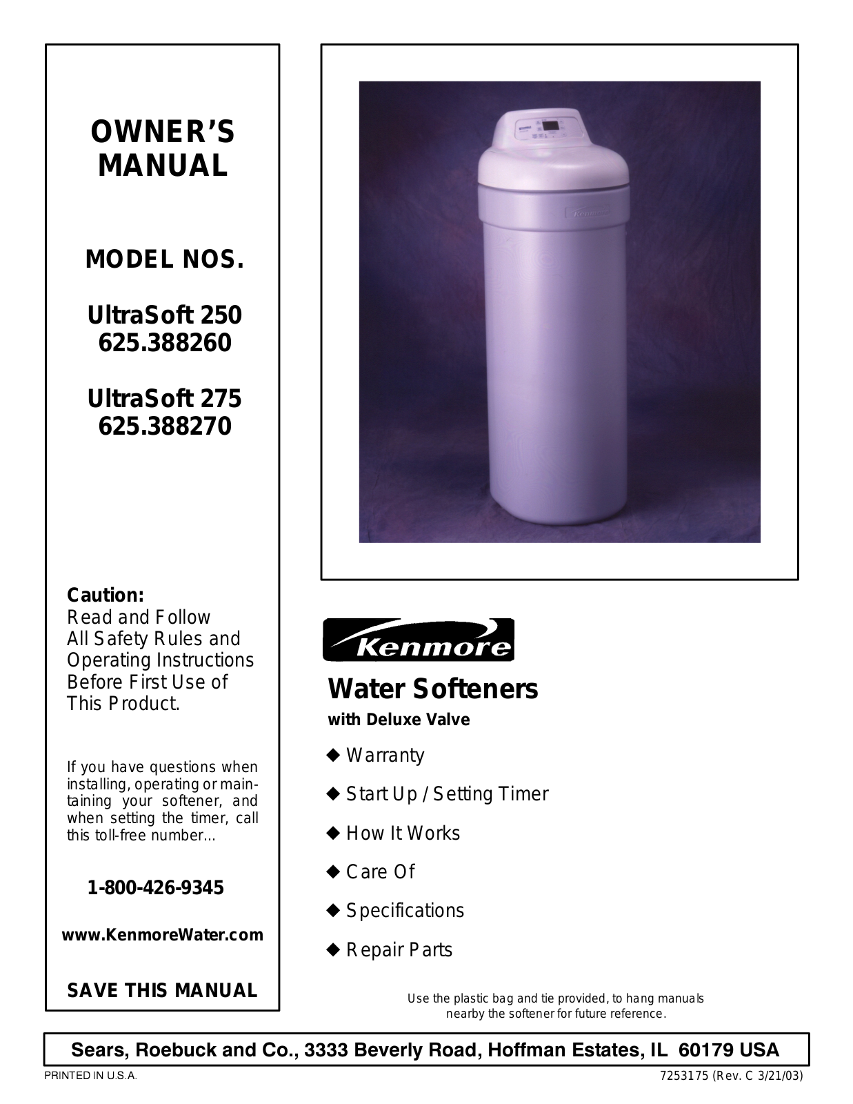 Kenmore 625.388260 User Manual