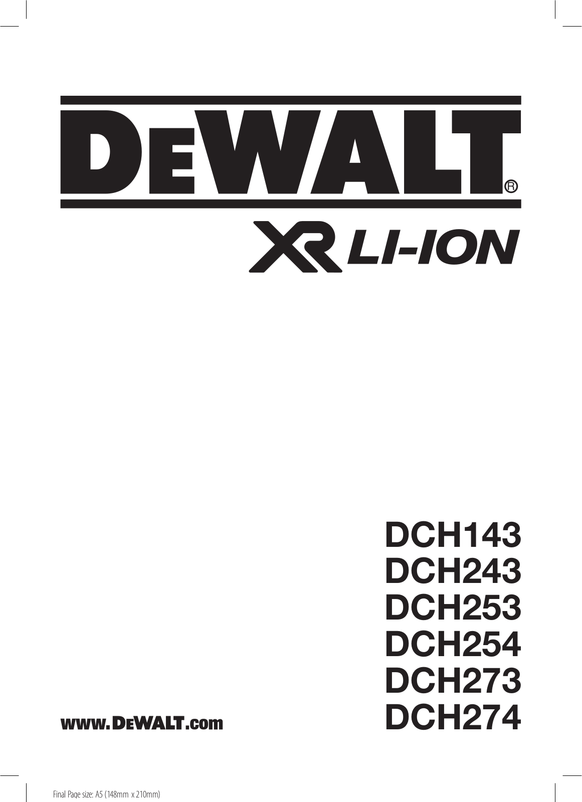 DeWalt DCH253M2 operation manual