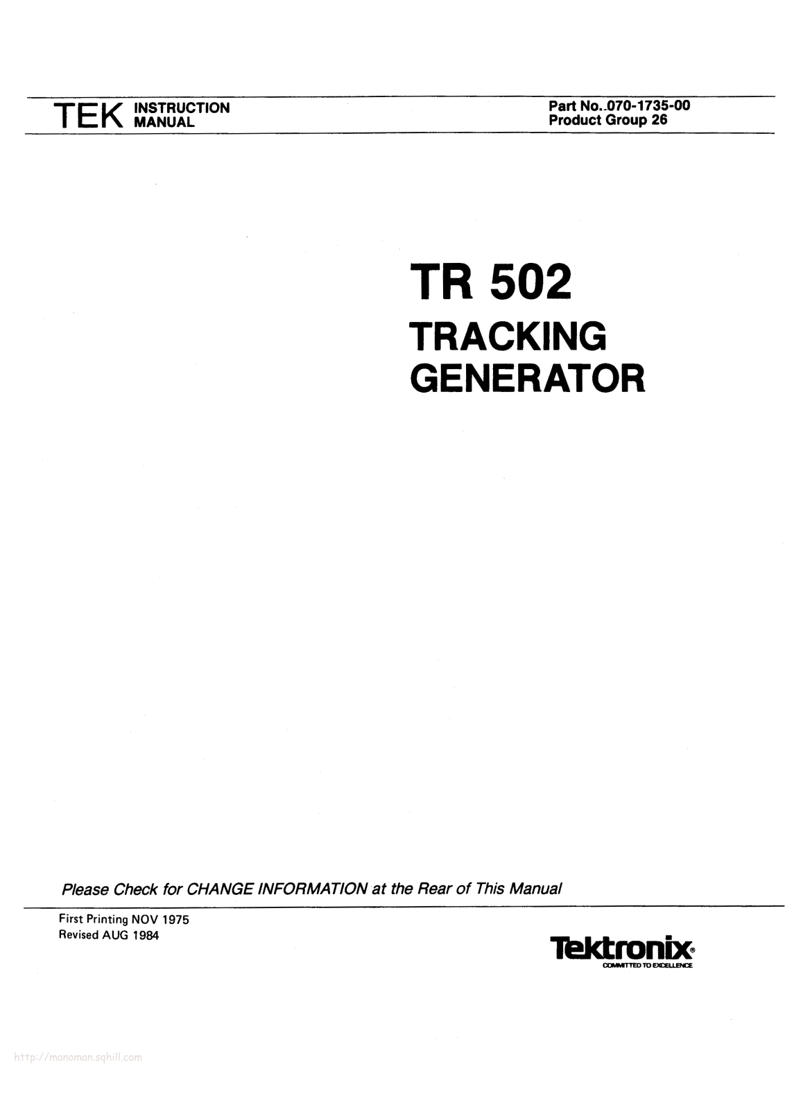 Tektronix TR 502 Service manual