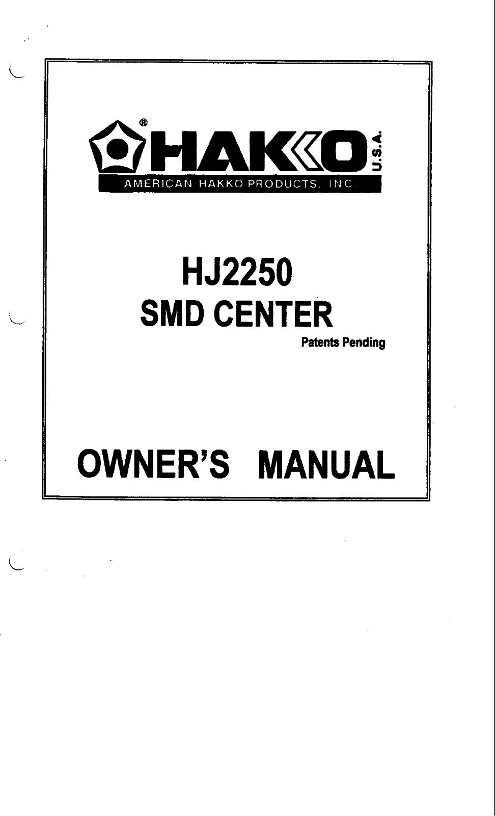 Hakko HJ2250 User Manual