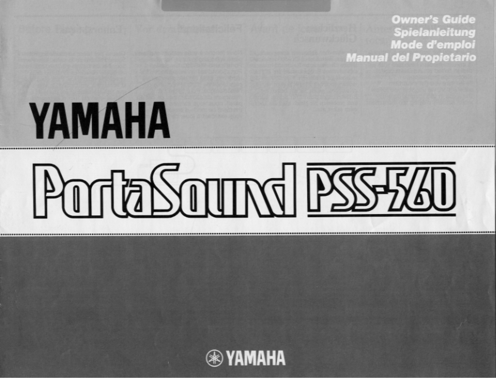 Yamaha PSS560, PSS560E User Manual