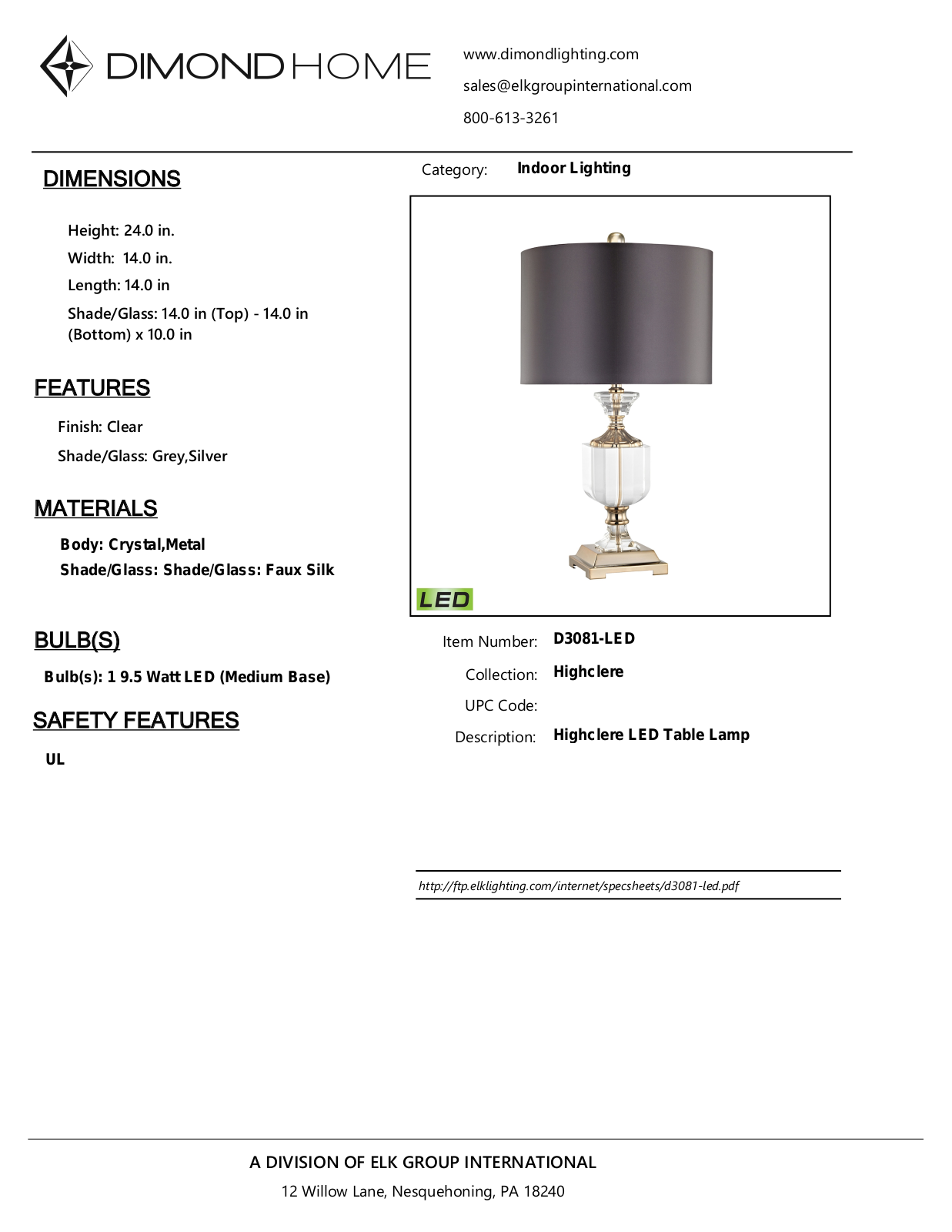 ELK Home D3081LED User Manual