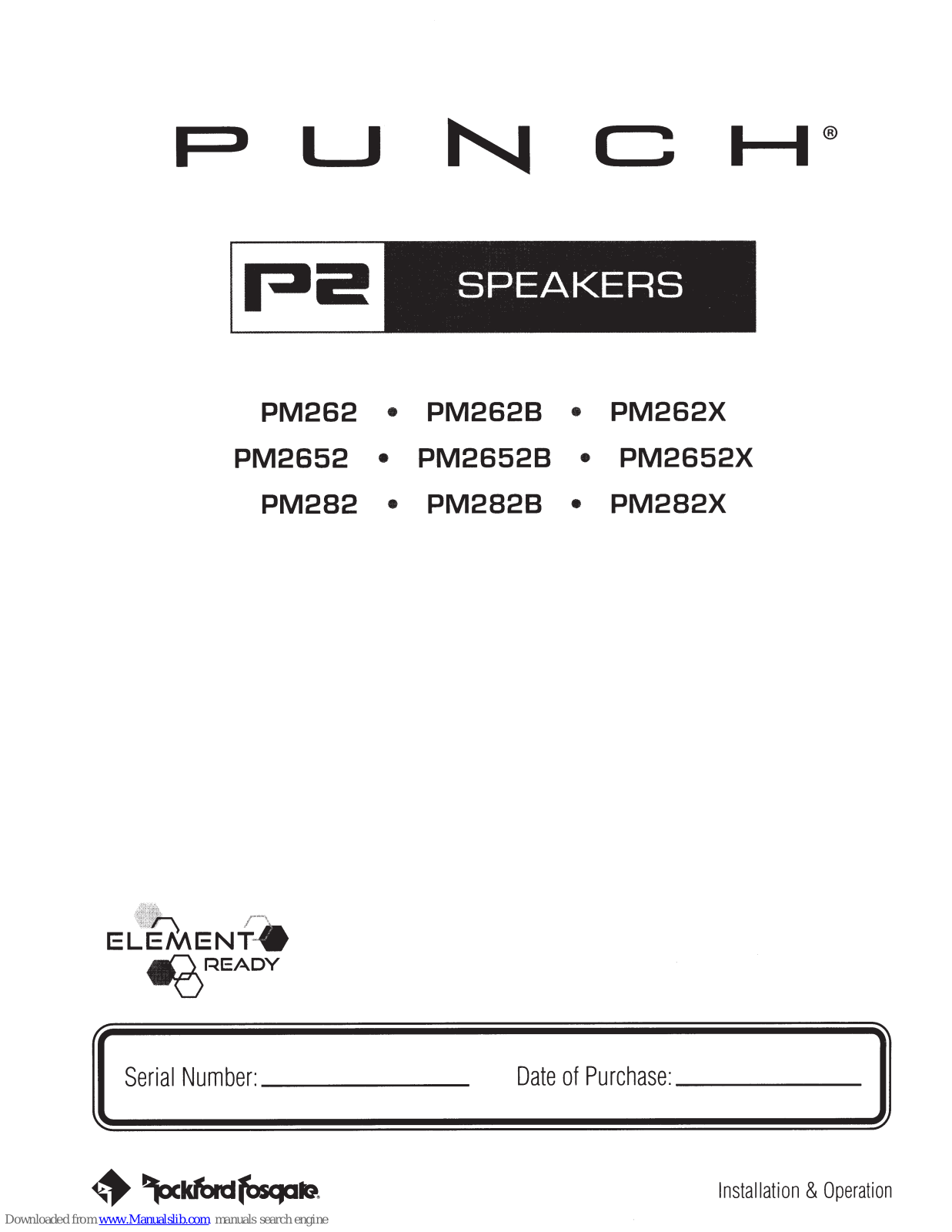 punch PM262, PM26528, PM2628, PM2652X, PM282 Installation & Operation Manual - ManualMachine.com
