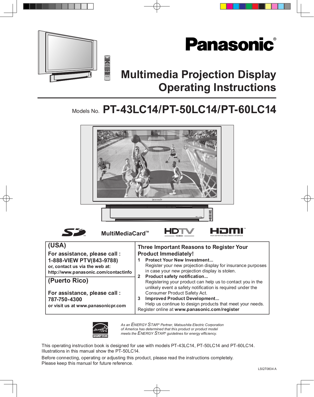 Panasonic PT-60LC14, PT-43LC14, PT-50LC14 User Manual