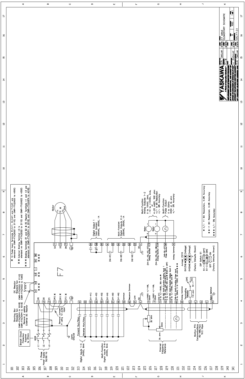 Yaskawa CIMR-F7U Wiring Diagrams