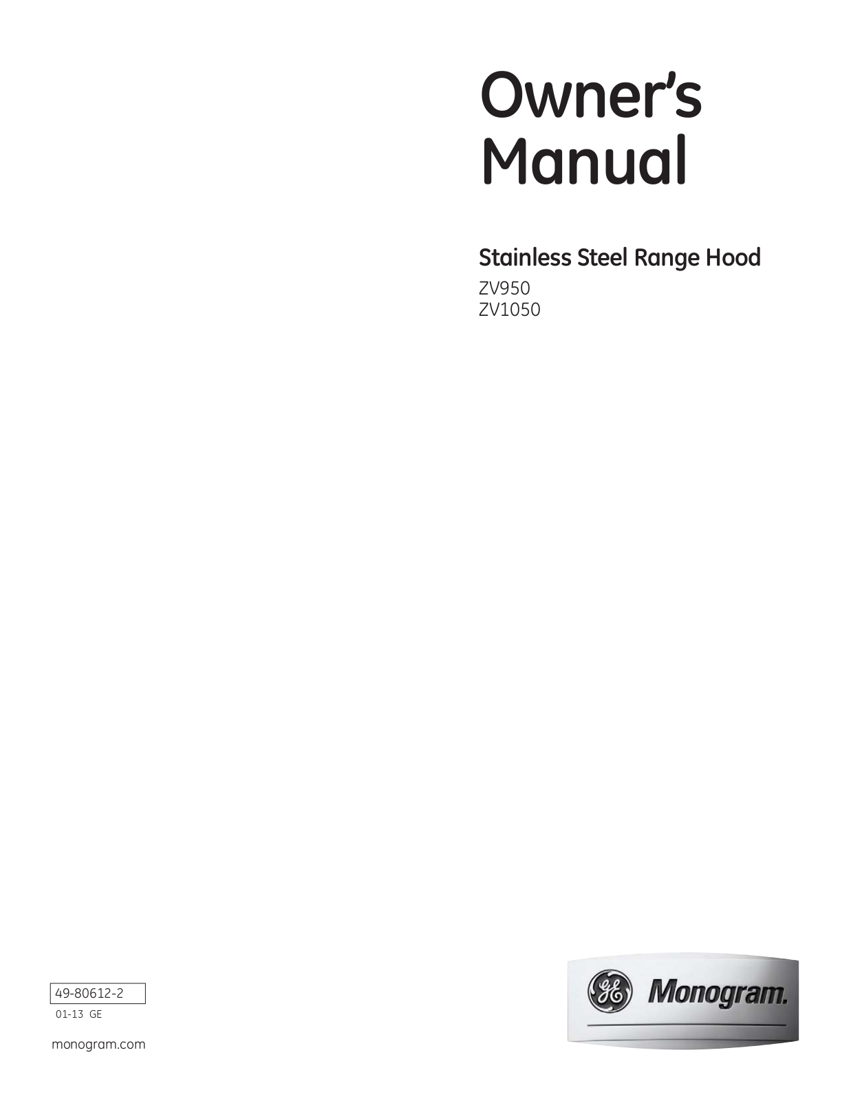 GE ZV950, ZV1050 User Manual 2 - ManualMachine.com