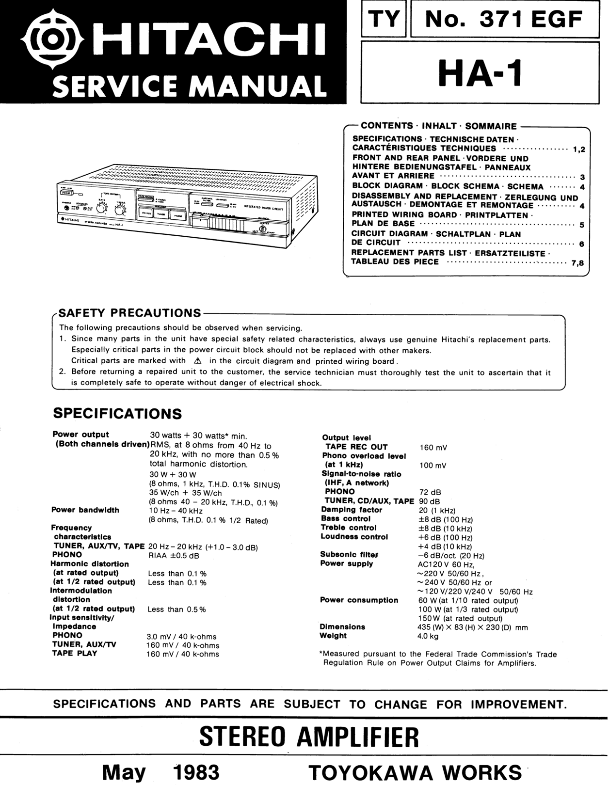 Hitachi HA-1 Service Manual