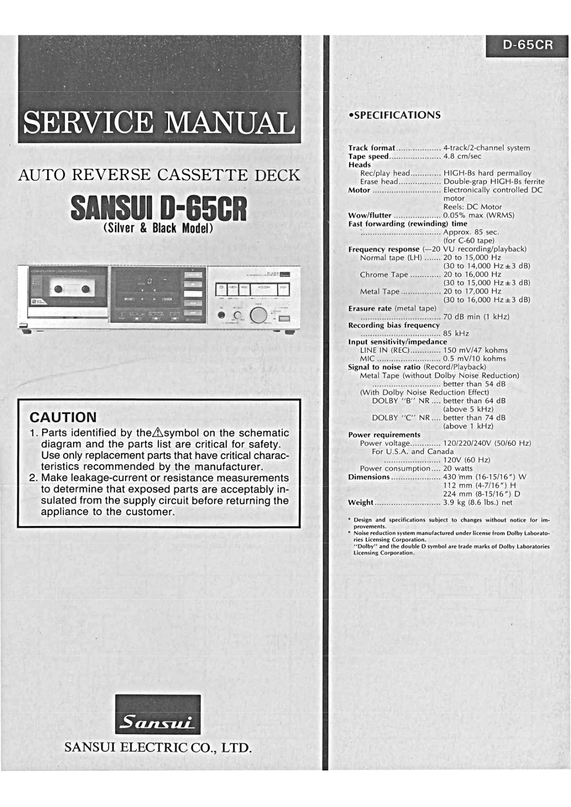 Sansui D-65-CR Service Manual