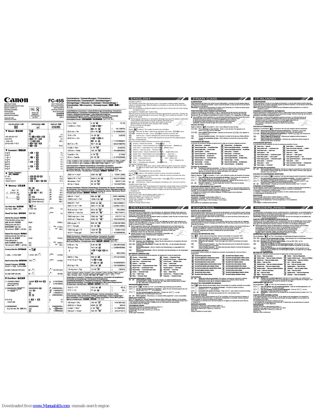 Canon FC-45S User Manual