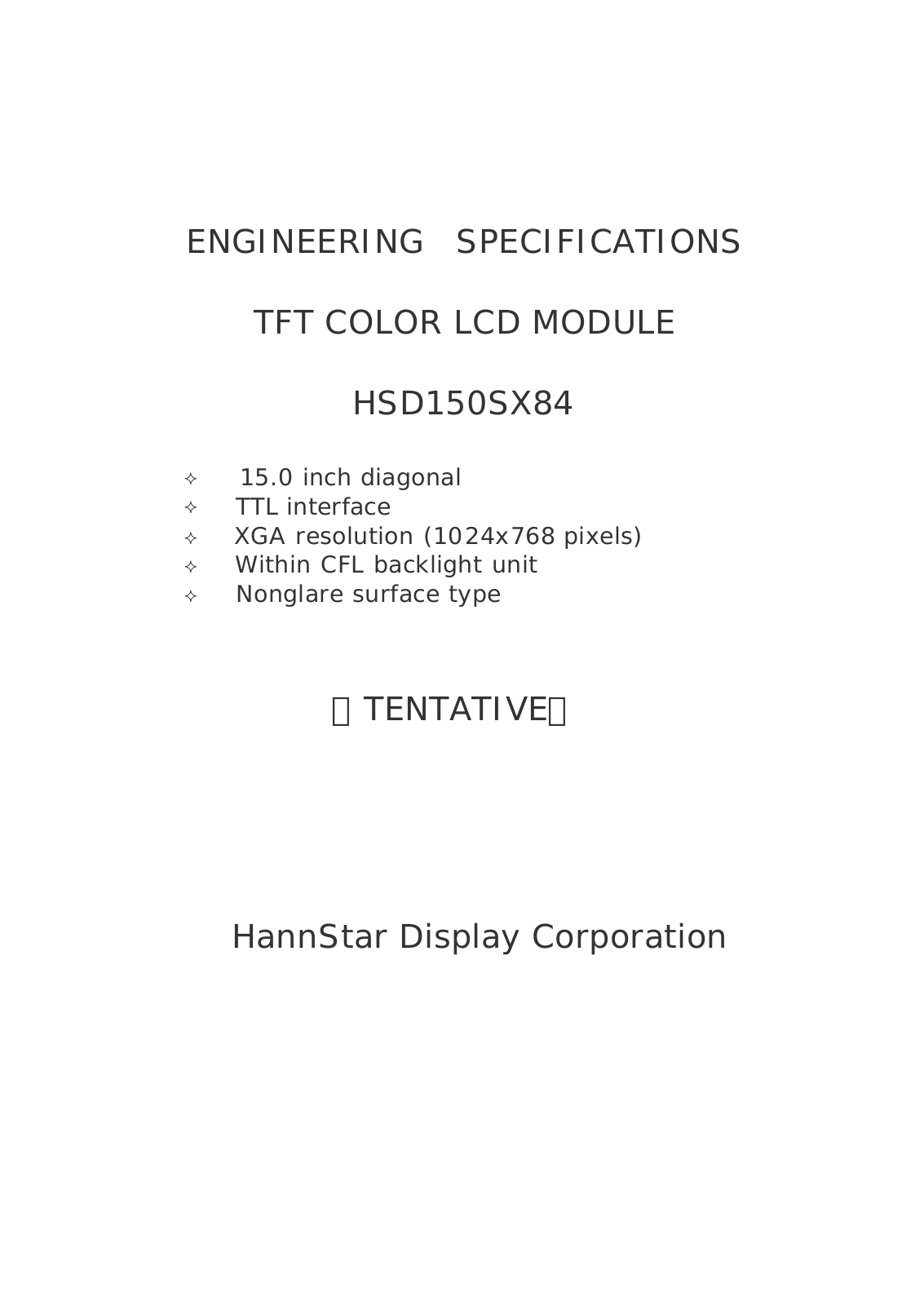 HannStar HSD150SX84 Specification