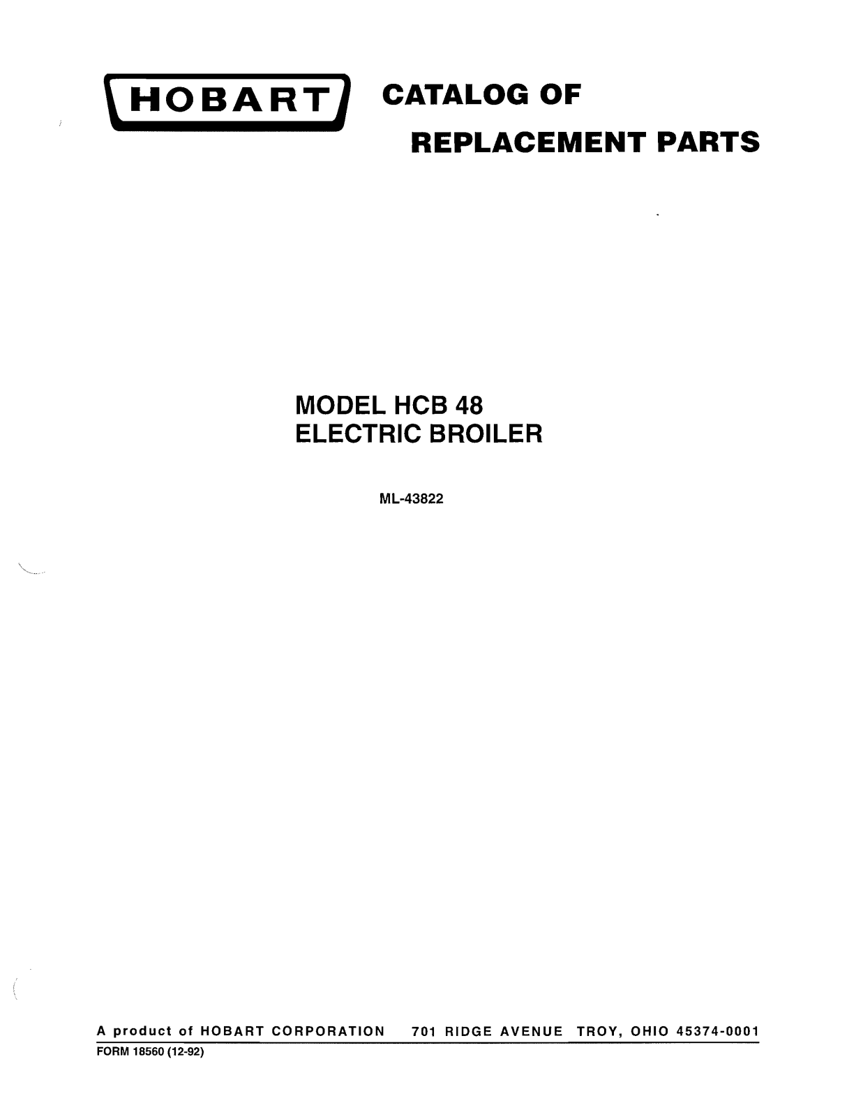 Hobart HCB48 Parts List